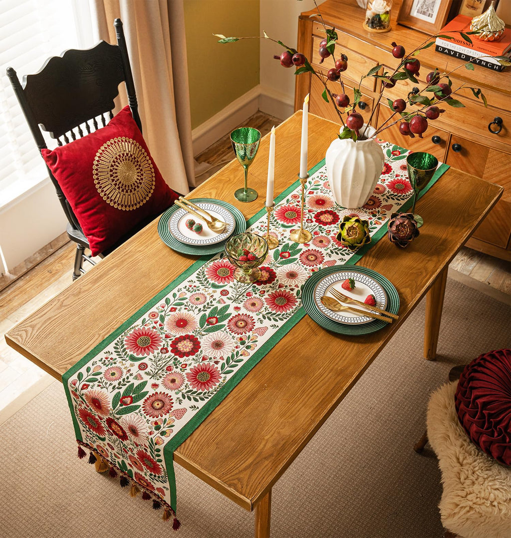 Retro-Luxury Tassels Table Runner Series for Kitchen Dining Table