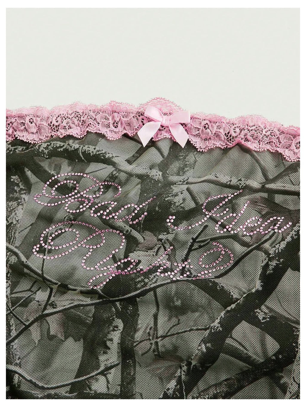 Women's Rhinestone Y2k Ruched Camo Bow Top Coquette Lace Tube Tops Cute Bandeau