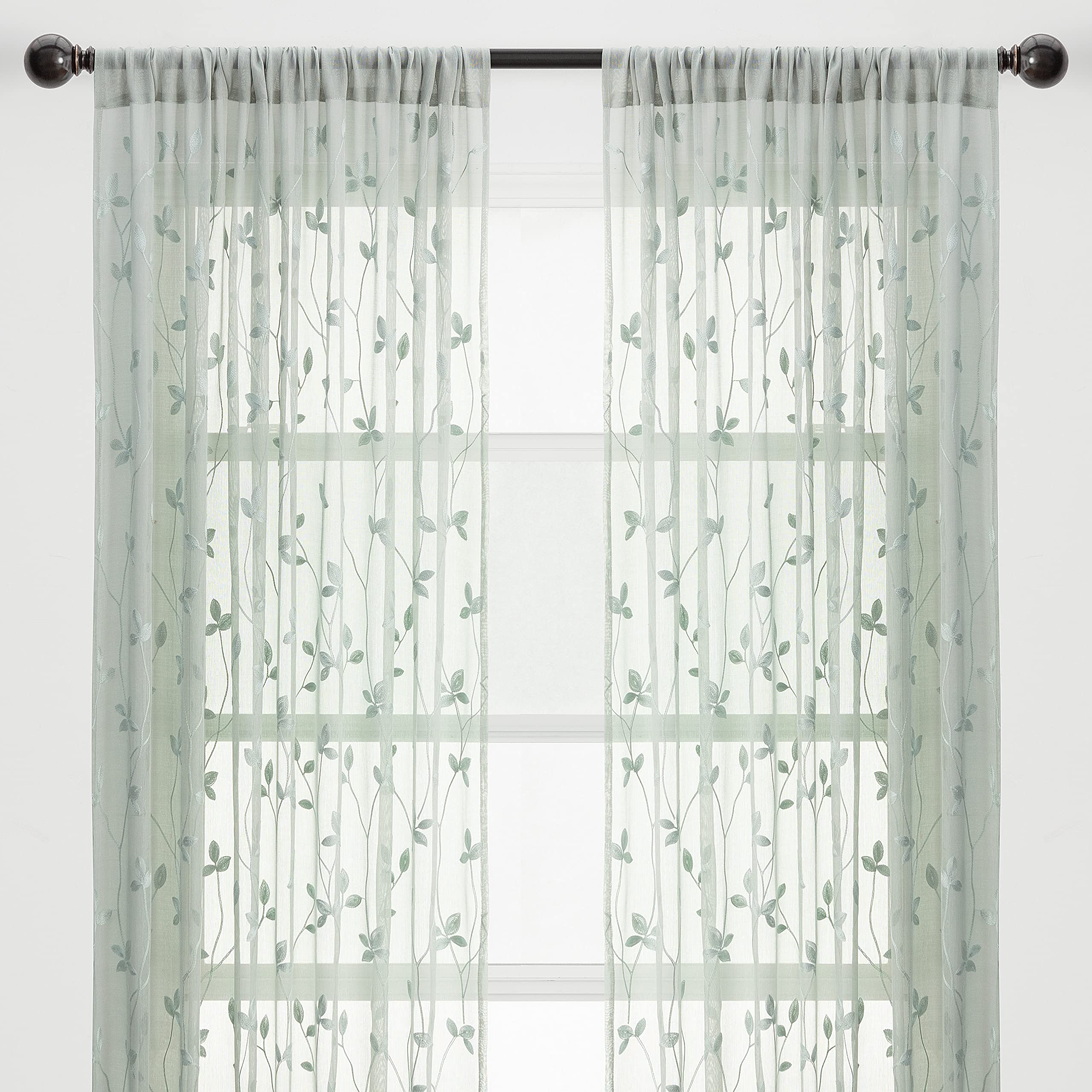Embroidered Vine Curtains - Sheer Curtains