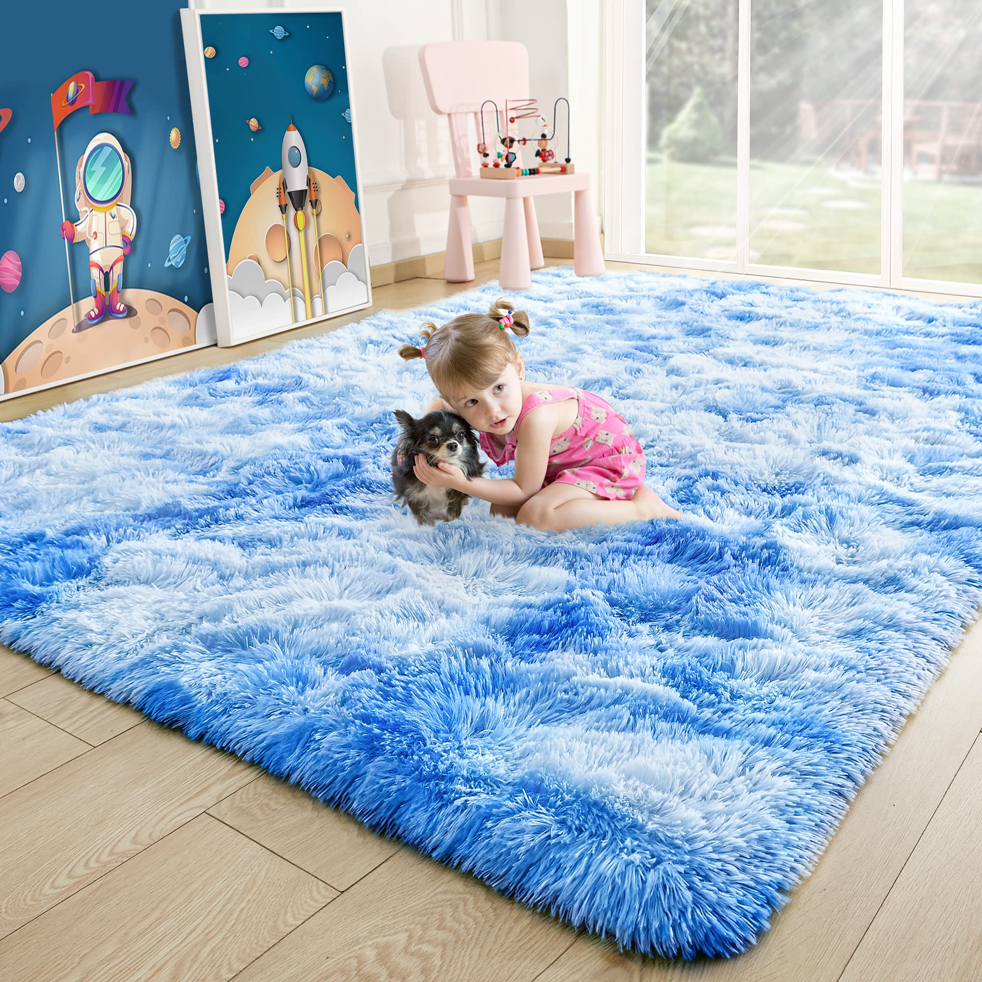 Fluffy Area Rugs Shag Throw Floor Carpet, Soft Shaggy Bedside Non-Slip Plush Rug Home Decor Aesthetic
