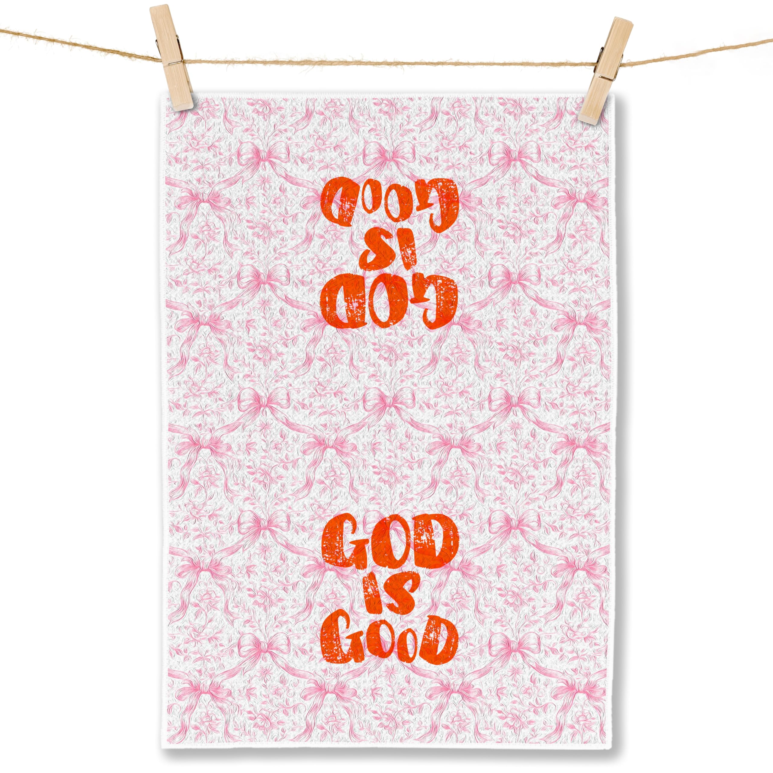 Coquette Bow Floral Kitchen Towels, Preppy Bow Dish Tea Towels for Kitchen Decor, Rustic Cottagecore Botanical Hand Towels for Bathroom Decor, 16x24 Inch