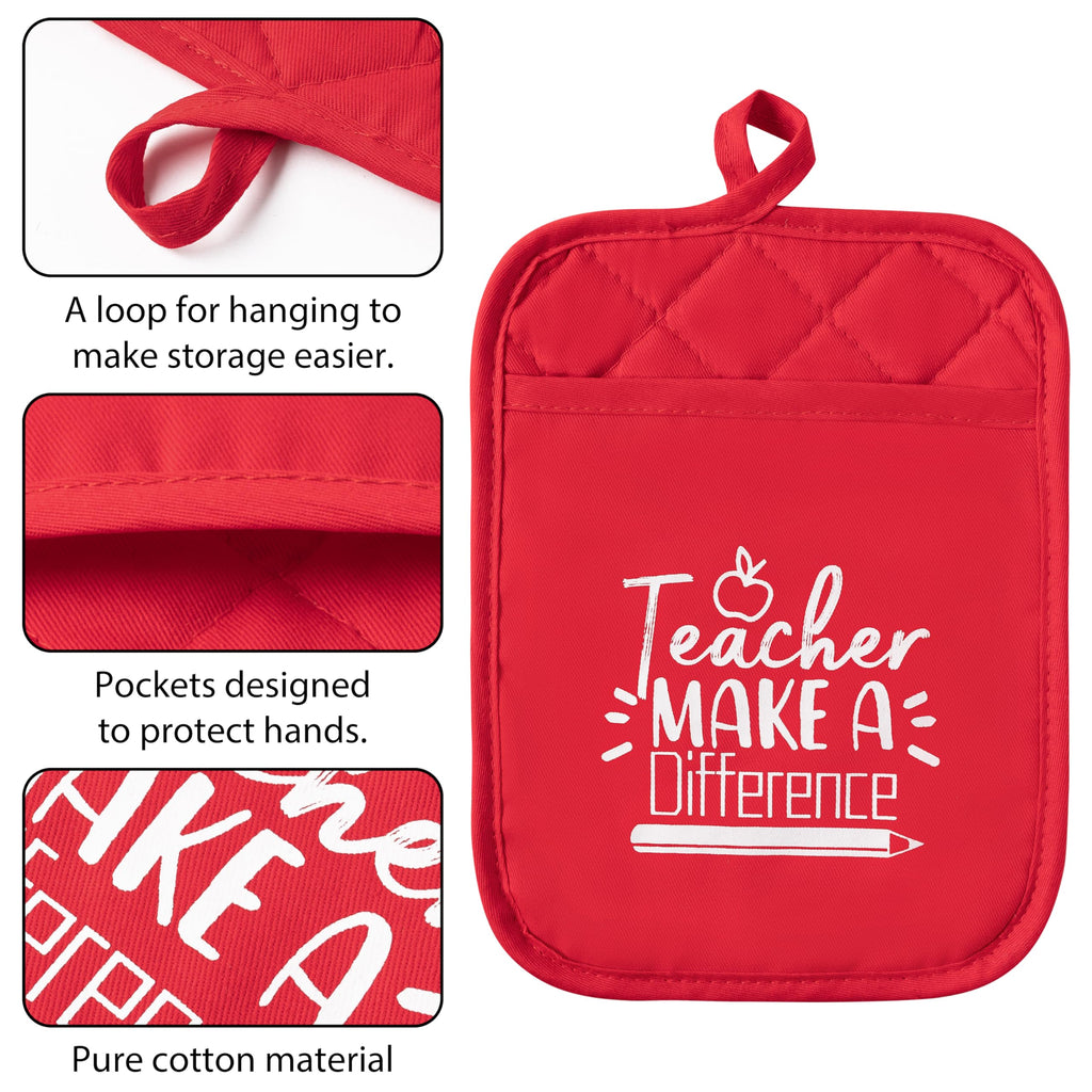 The Heart of The Home Heat Resistant Hot Pad Machine Washable Gloves with Hanging Loop Pocket