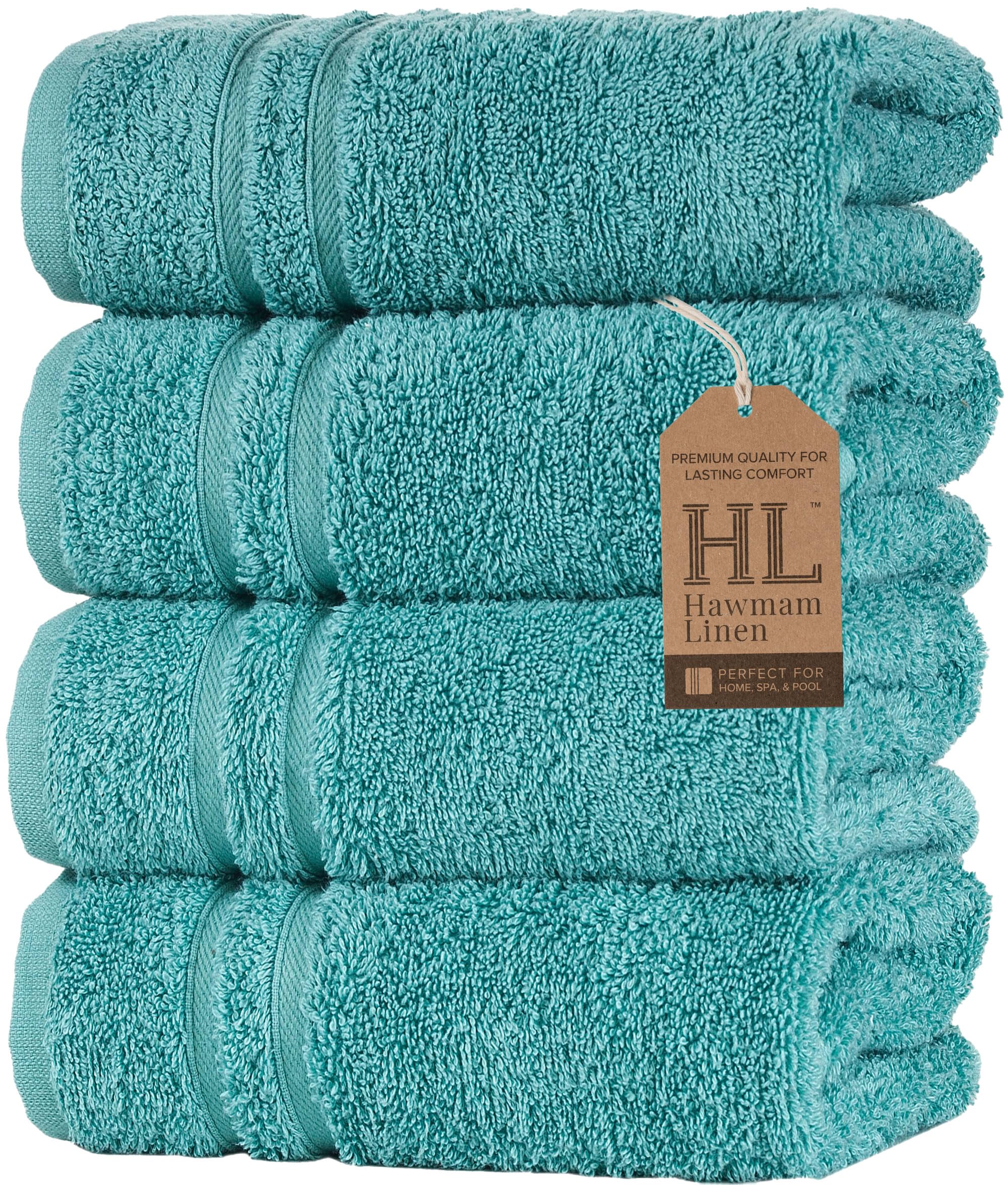 Linen Bath Towels Set for Bathroom Original Turkish Cotton Soft, Absorbent and Premium 2 Bath Towels, 2 Hand Towels, 2 Washcloths