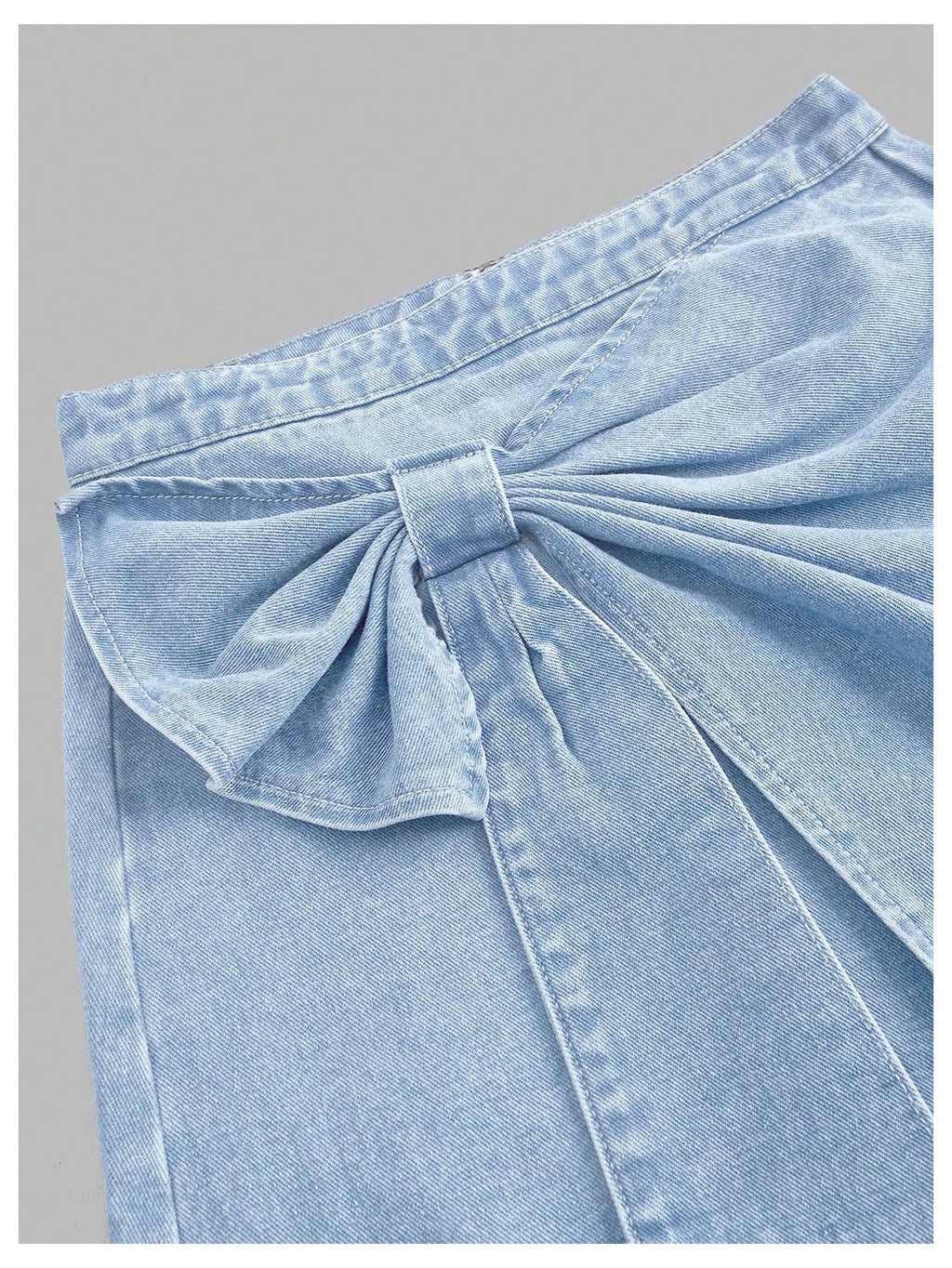 Women's High Waisted Big Bow Wrap Front Mini Bodycon Denim Skirts