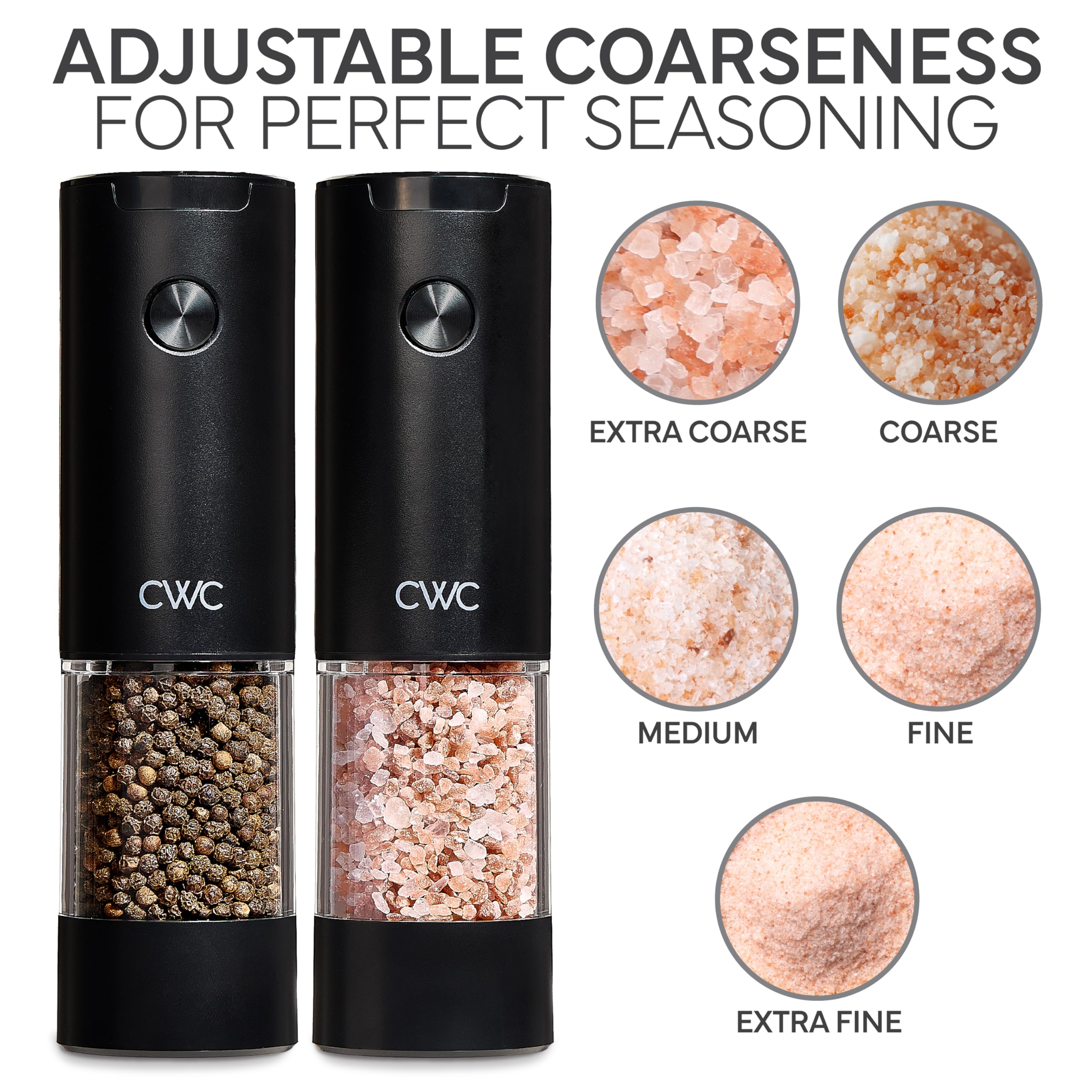 Electric Pepper & Salt Shaker Set of 2 Grinders