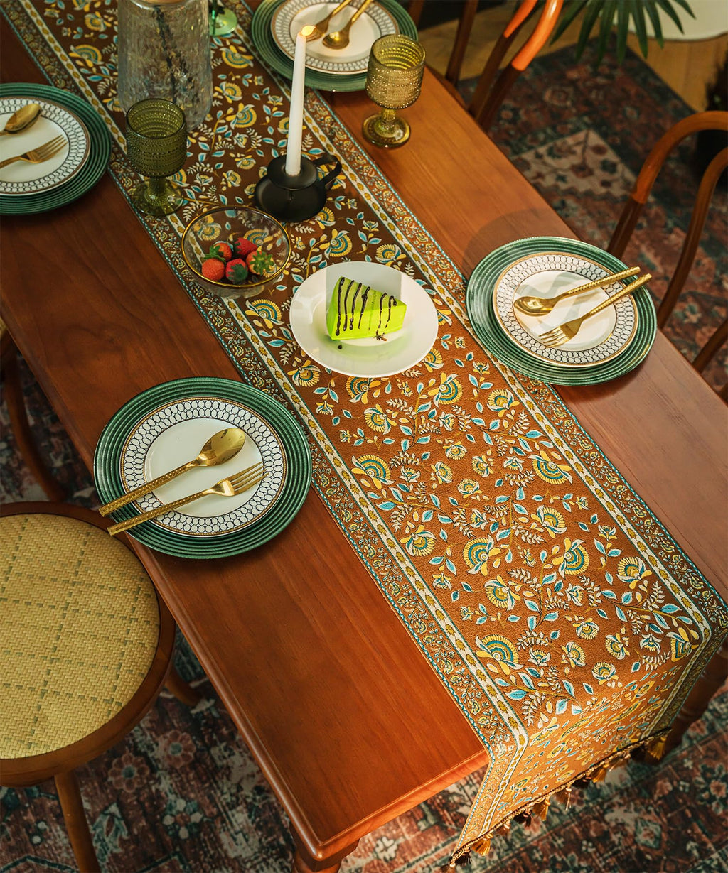 Retro-Luxury Tassels Table Runner Series for Kitchen Dining Table