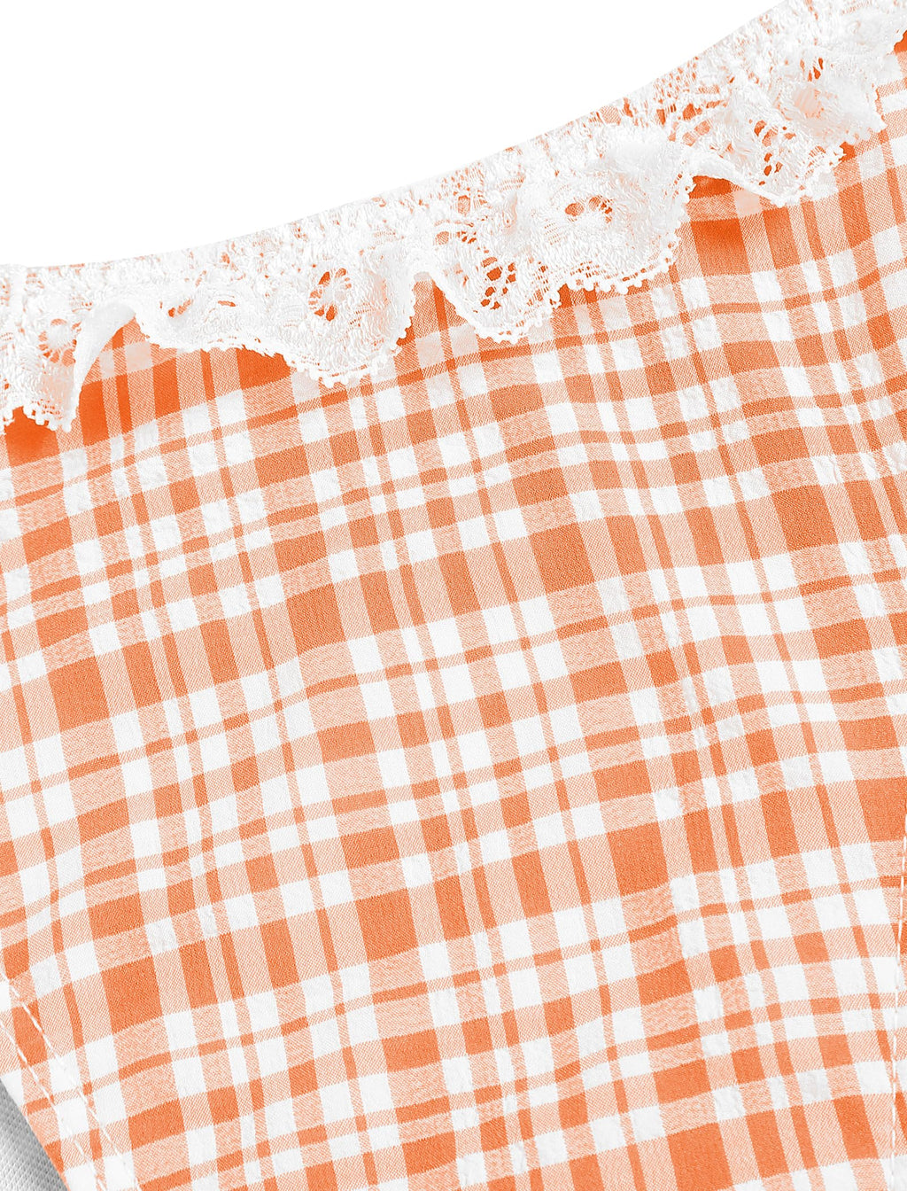 Women's Triangle Bikini Lace Frilled Ruffles Gingham Print Tie Side Spaghetti Strap 2 Pieces Bikini Swimsuit