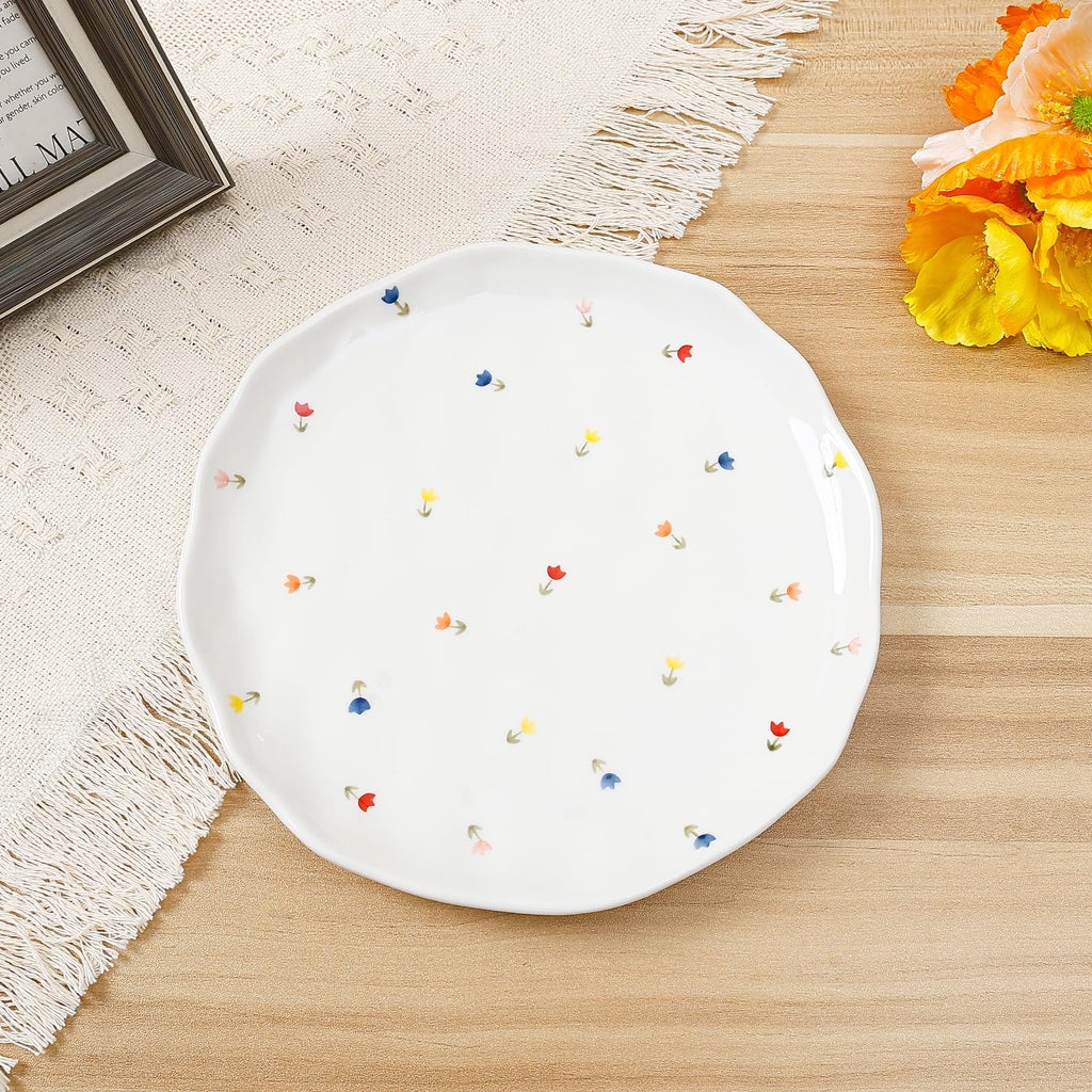 Ceramic Dinner Plates, 8" Modern Rustic Appetizer Plate