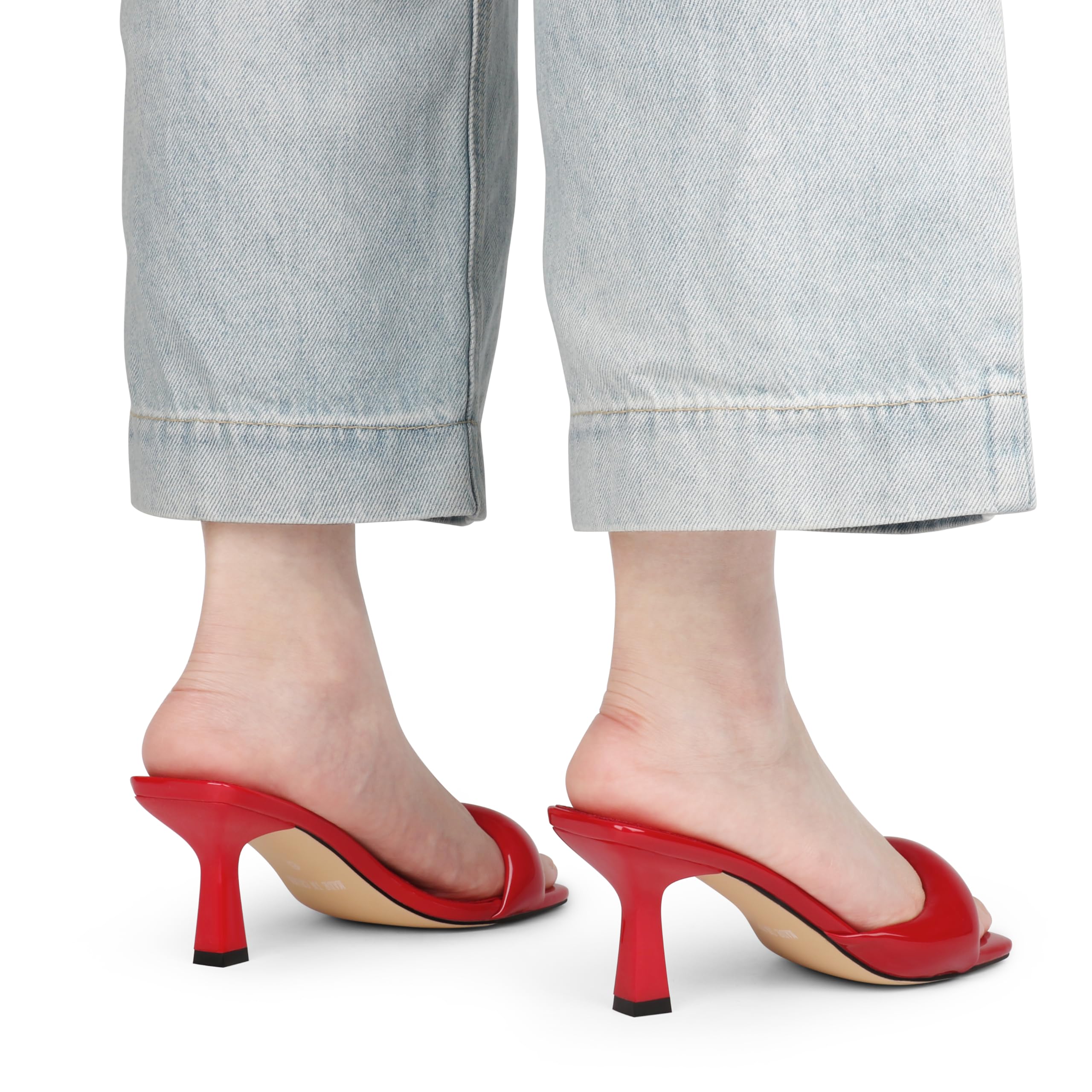 Women's Simple Mid-Heel Sandals One-Band Backless Stiletto Soft-Soled Heels