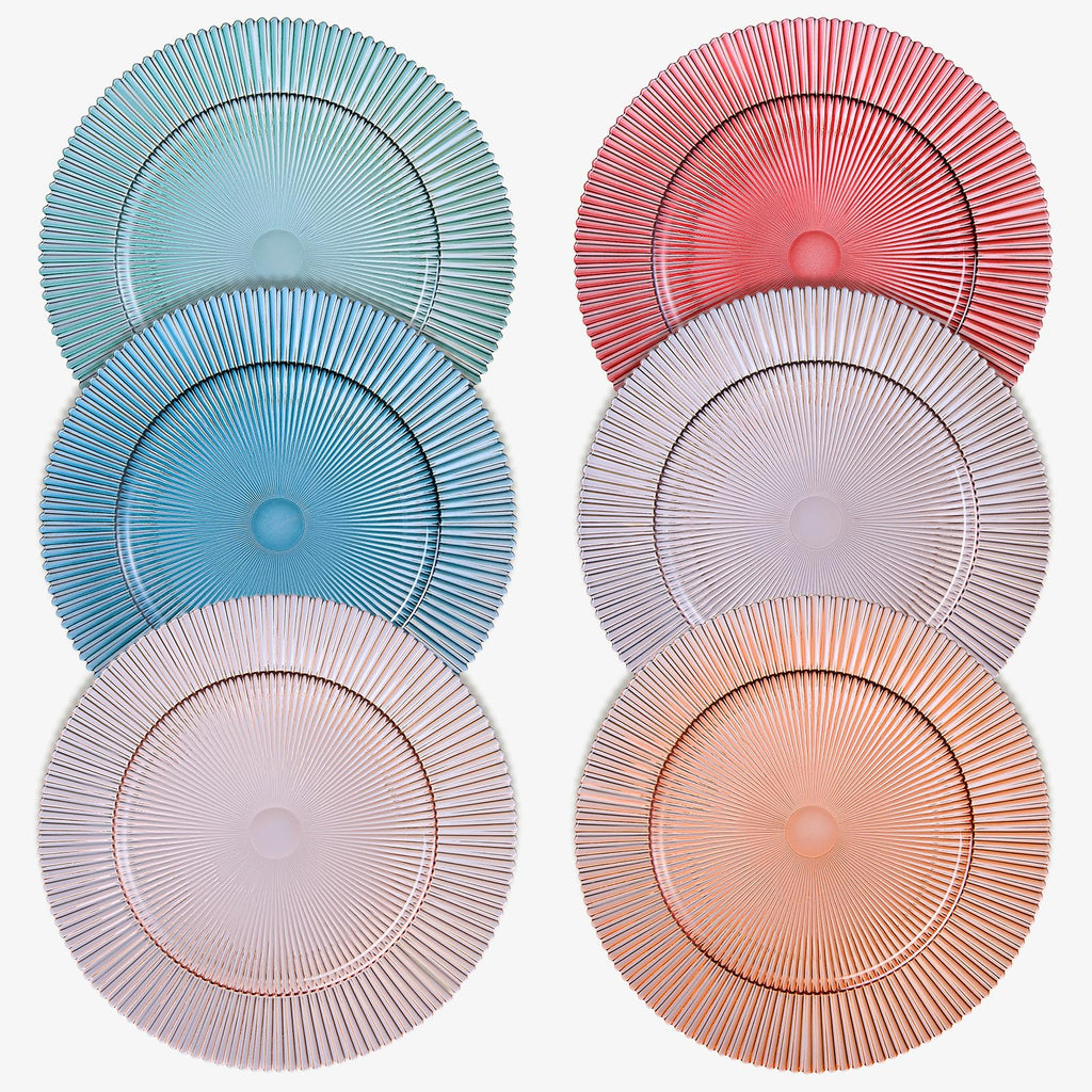 Glass Colored Plates | Set of 6 Plate | Natural Colors 10.6" Dinner & Charger Plate - Server, Charger, Dinner Server, Appetizer, Snack, Fruit, Side Serveware