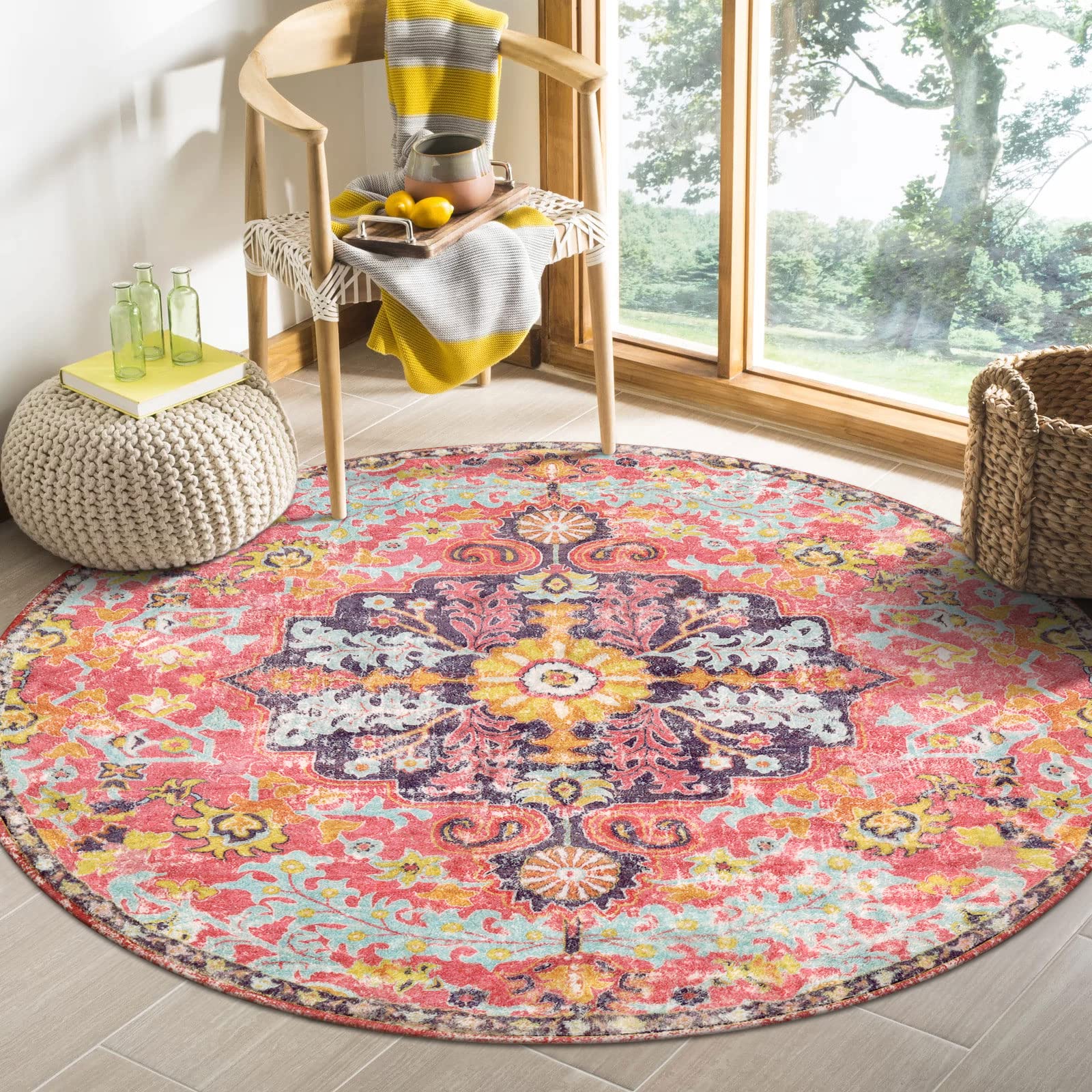 Floral Bohemian Medallion Area Rugs