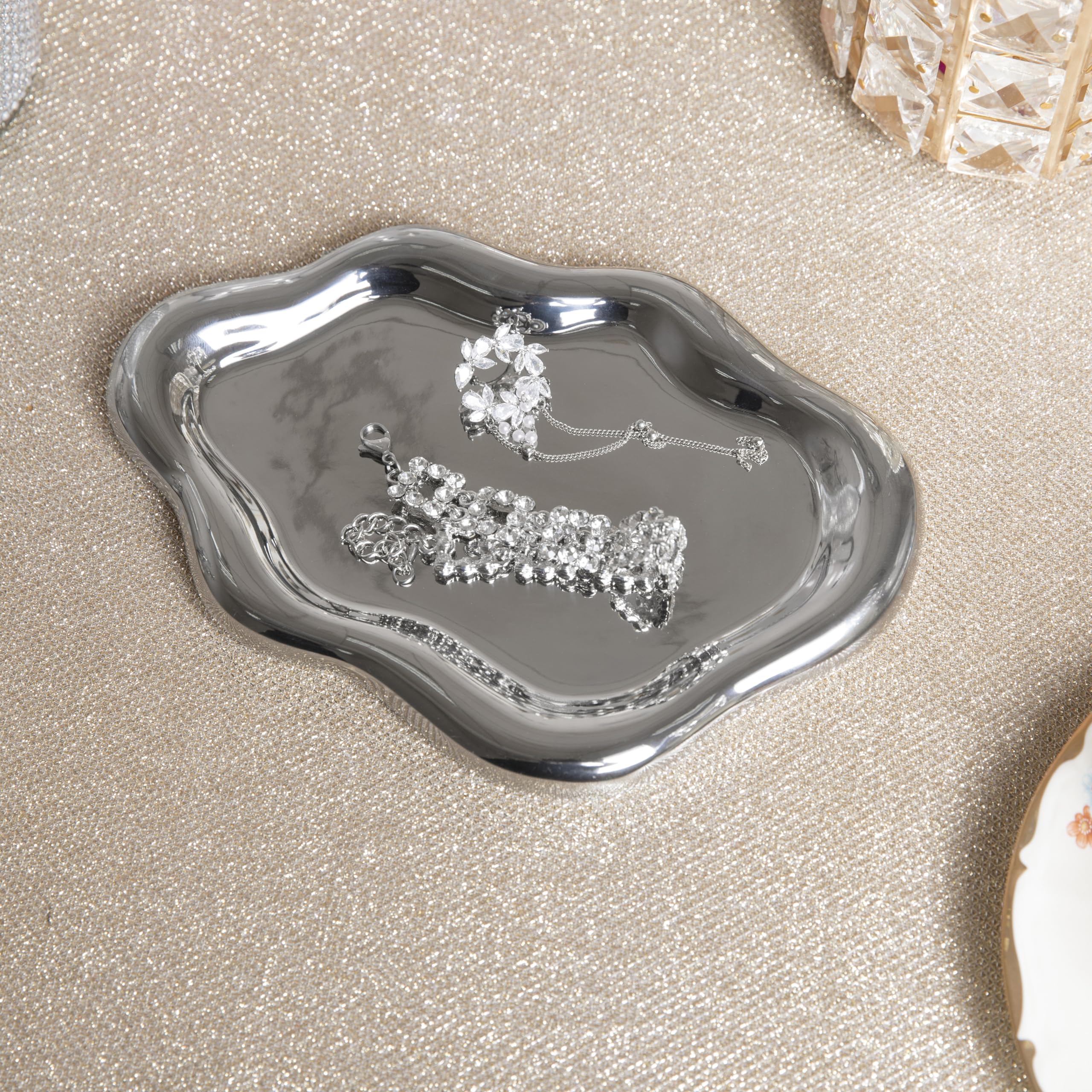 Cloud Trinket Dish, Chubby Jewelry Tray, Ceramic Jewelry Ring Trinket Dish for Rings Earrings Necklace Organizer