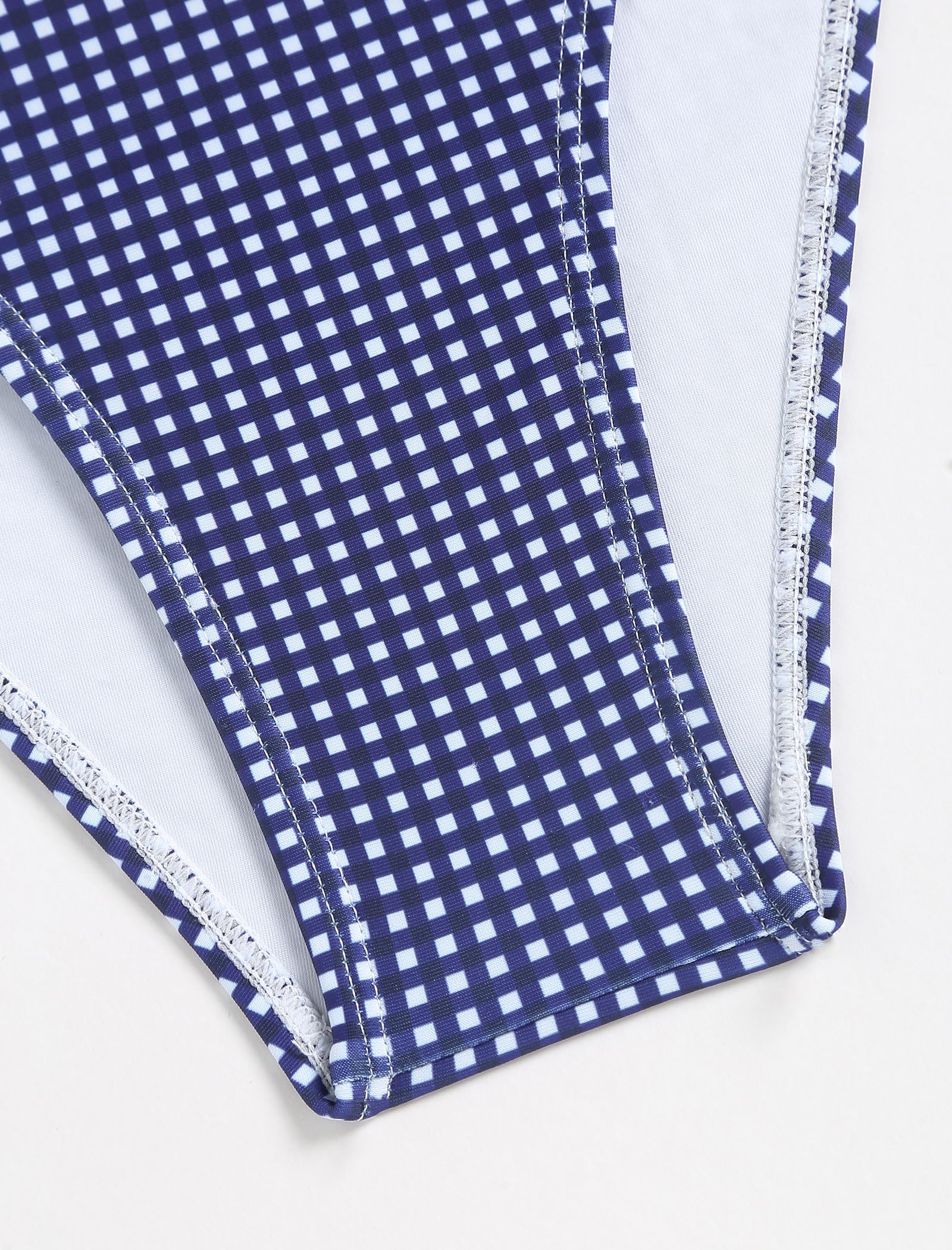 Tankini Swimsuits for Women Smocked Ruffles Tie Front Bowknot Textured High Cut Tanga Tankini Set