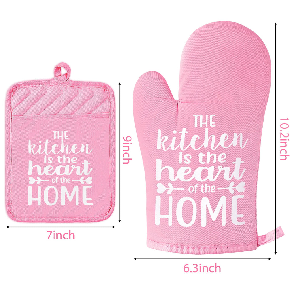 The Heart of The Home Heat Resistant Hot Pad Machine Washable Gloves with Hanging Loop Pocket