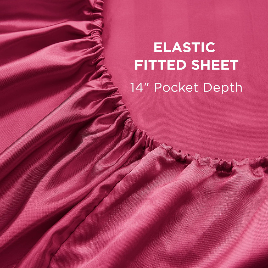 Juicy Couture Silky Satin Damask Sheet Set - Luxury Smooth Satin Striped Sheets