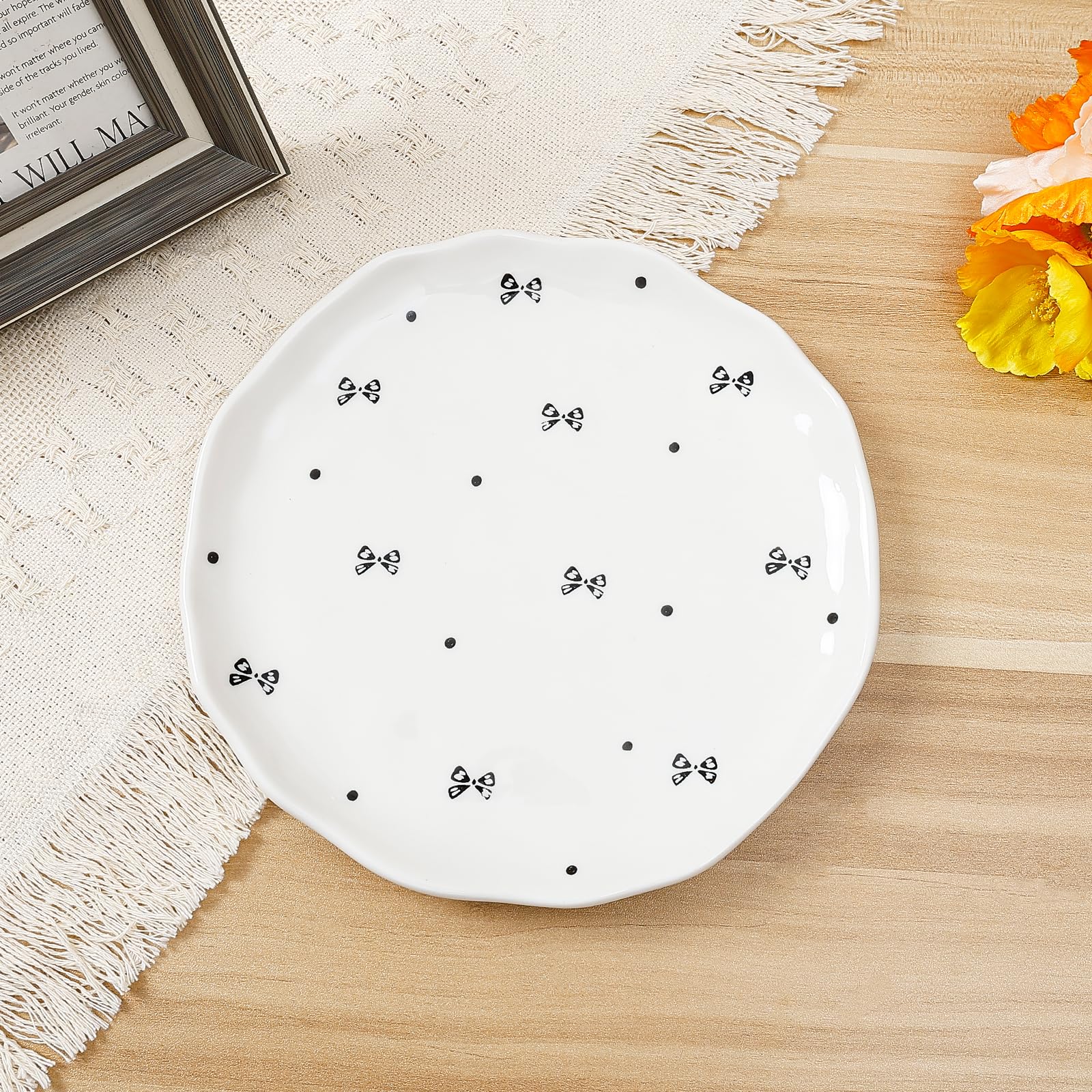 Ceramic Dinner Plates, 8" Modern Rustic Appetizer Plate
