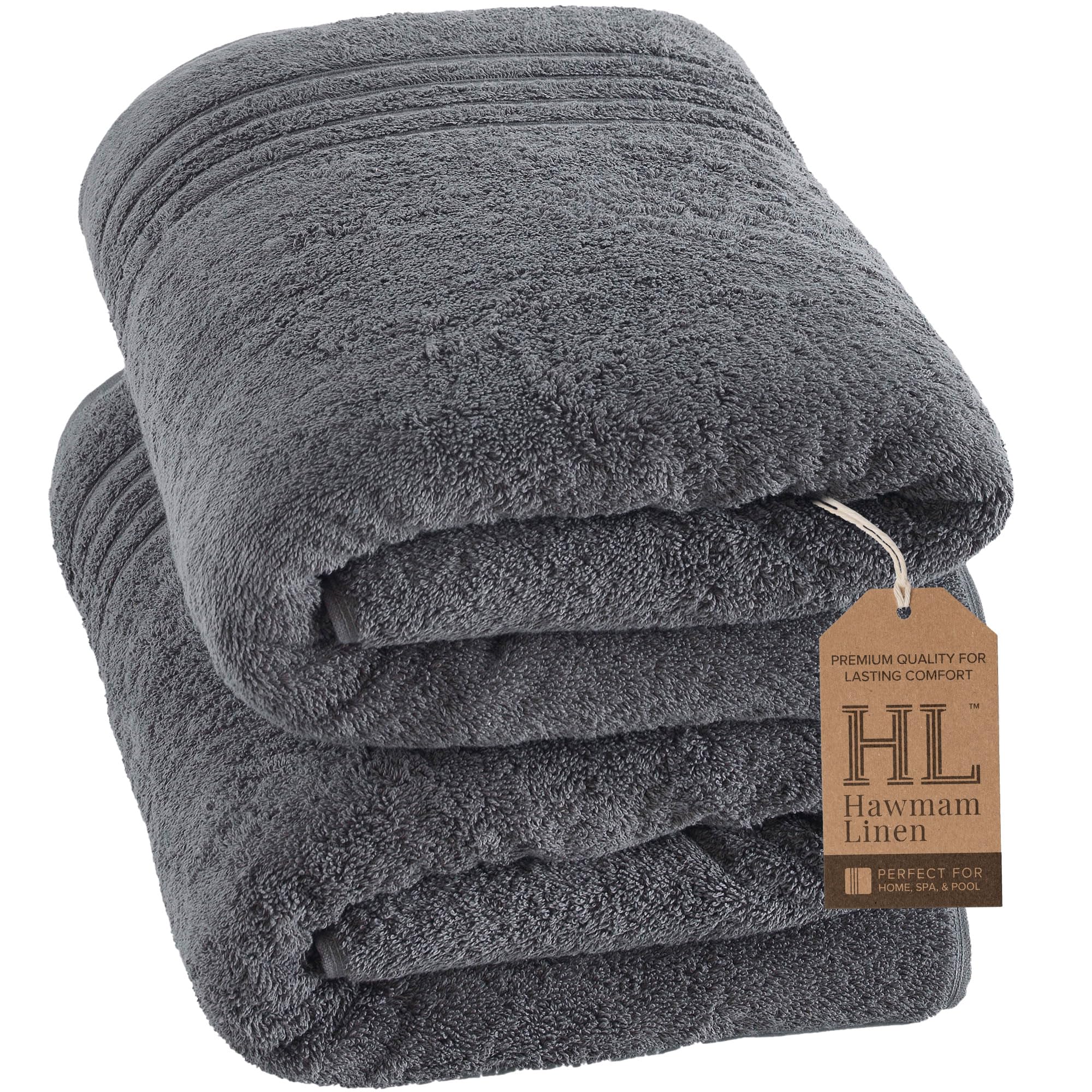 Linen Bath Towels Set for Bathroom Original Turkish Cotton Soft, Absorbent and Premium 2 Bath Towels, 2 Hand Towels, 2 Washcloths