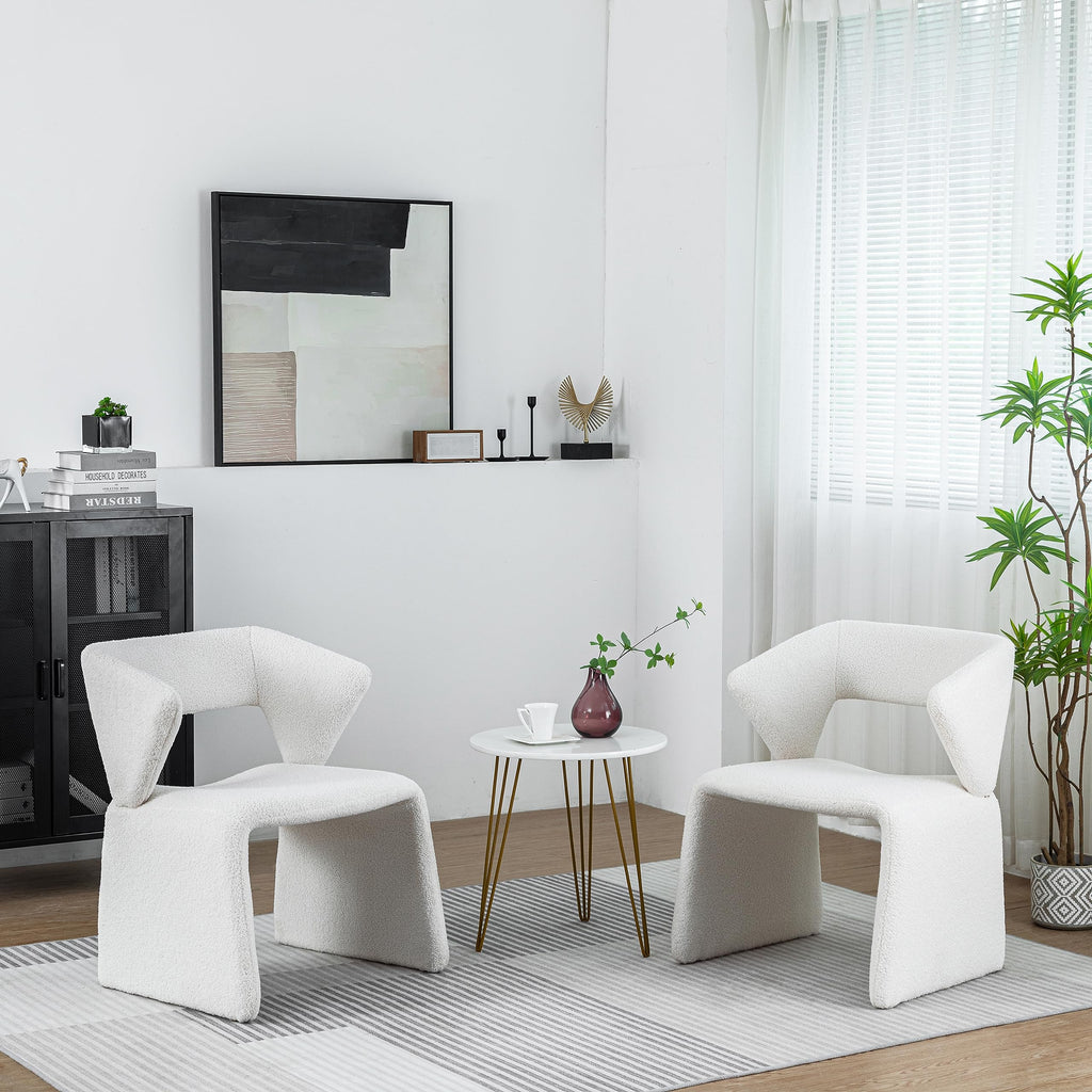 Modern Bouclé Sherpa Accent Chair â€?Comfy Tufted Lamb Fabric Armed Leisure Chair for Reading, Bedroom, Office, and Living Room