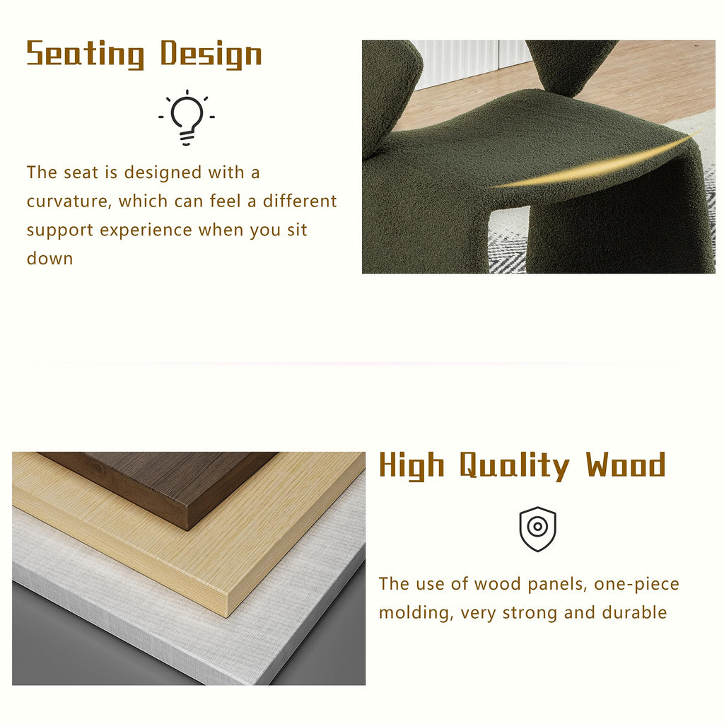 Modern Bouclé Sherpa Accent Chair â€?Comfy Tufted Lamb Fabric Armed Leisure Chair for Reading, Bedroom, Office, and Living Room