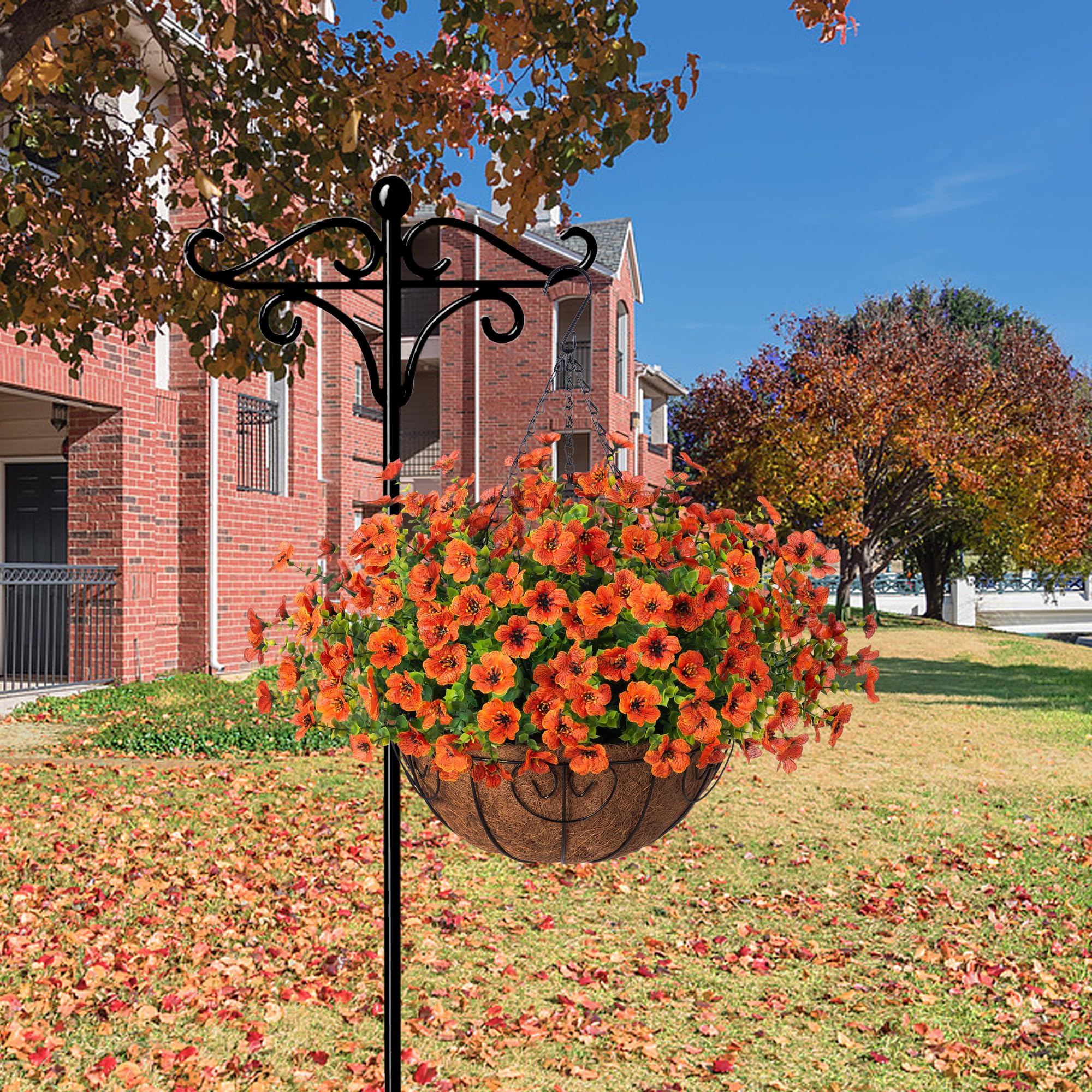 Fake Silk Colorful Daisy Eucalyptus in 12" Metal Coconut Lining Flowerpot