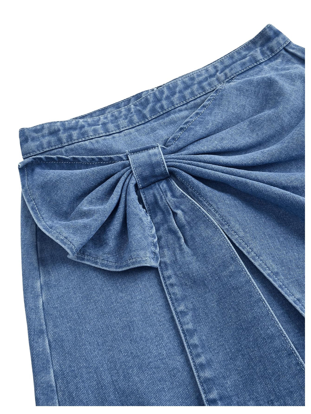 Women's High Waisted Big Bow Wrap Front Mini Bodycon Denim Skirts
