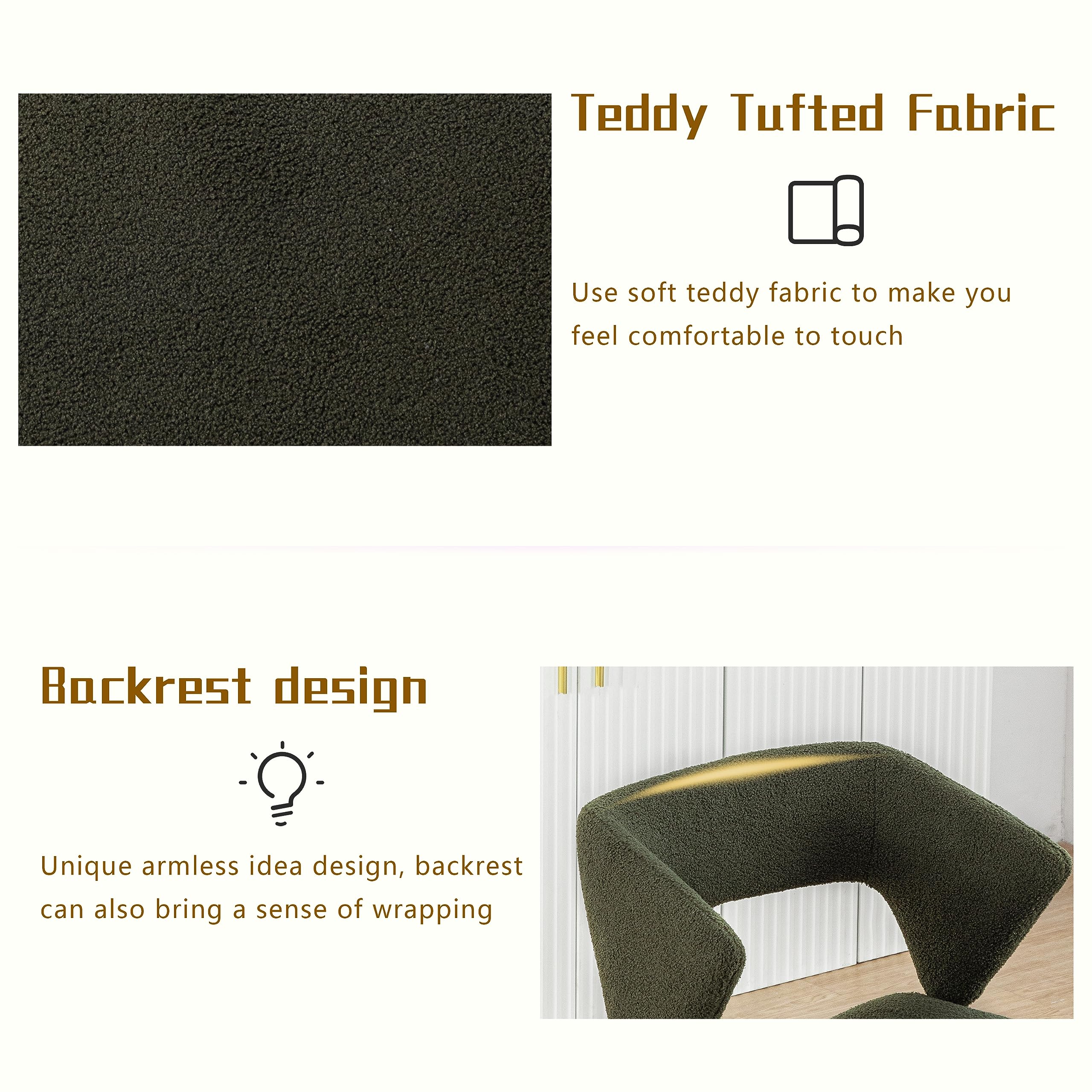 Modern Bouclé Sherpa Accent Chair â€?Comfy Tufted Lamb Fabric Armed Leisure Chair for Reading, Bedroom, Office, and Living Room