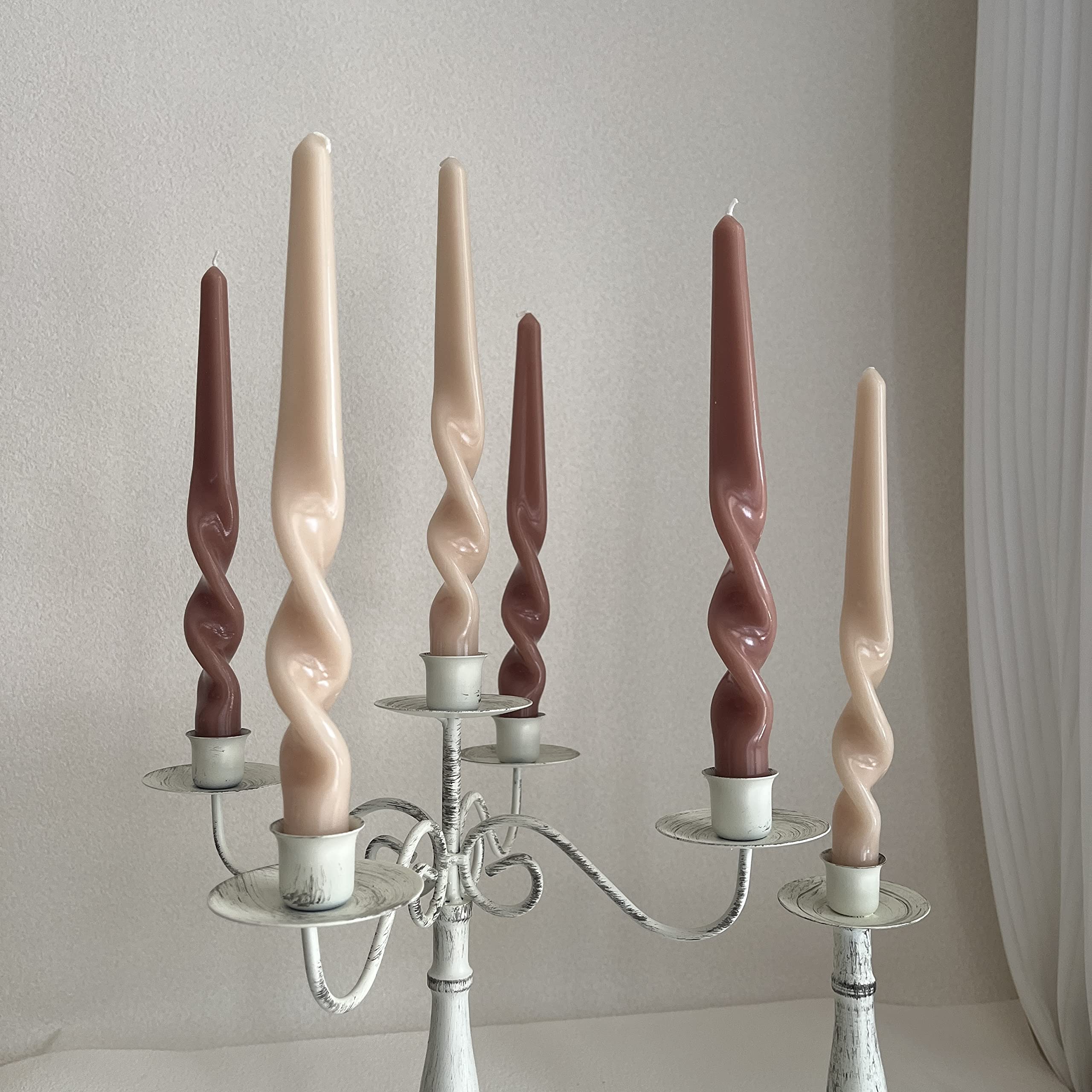 Spiral Taper Candles - Set of 6 Twisted Candle 9.5 Inch Tall for Home Decoration