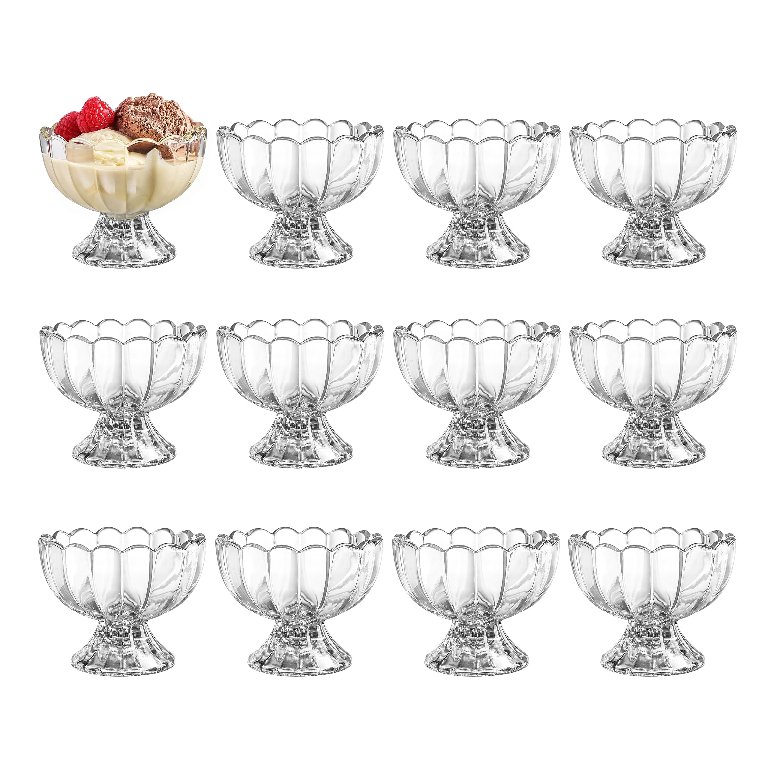 Set of 5oz Footed Tulip Glass Dessert Cups â€?Perfect for Ice Cream, Sundaes, Fruit, Snacks, Cocktails & Holiday Parties