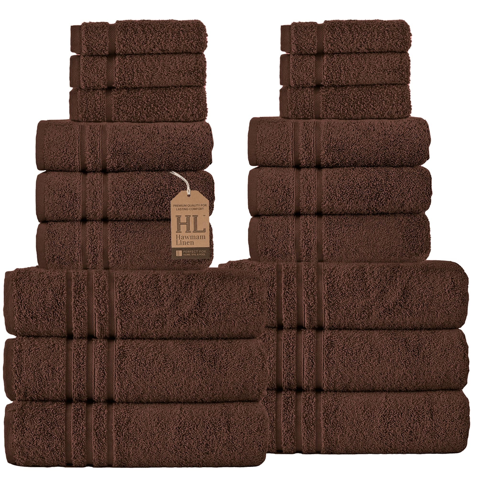 Linen Bath Towels Set for Bathroom Original Turkish Cotton Soft, Absorbent and Premium 2 Bath Towels, 2 Hand Towels, 2 Washcloths