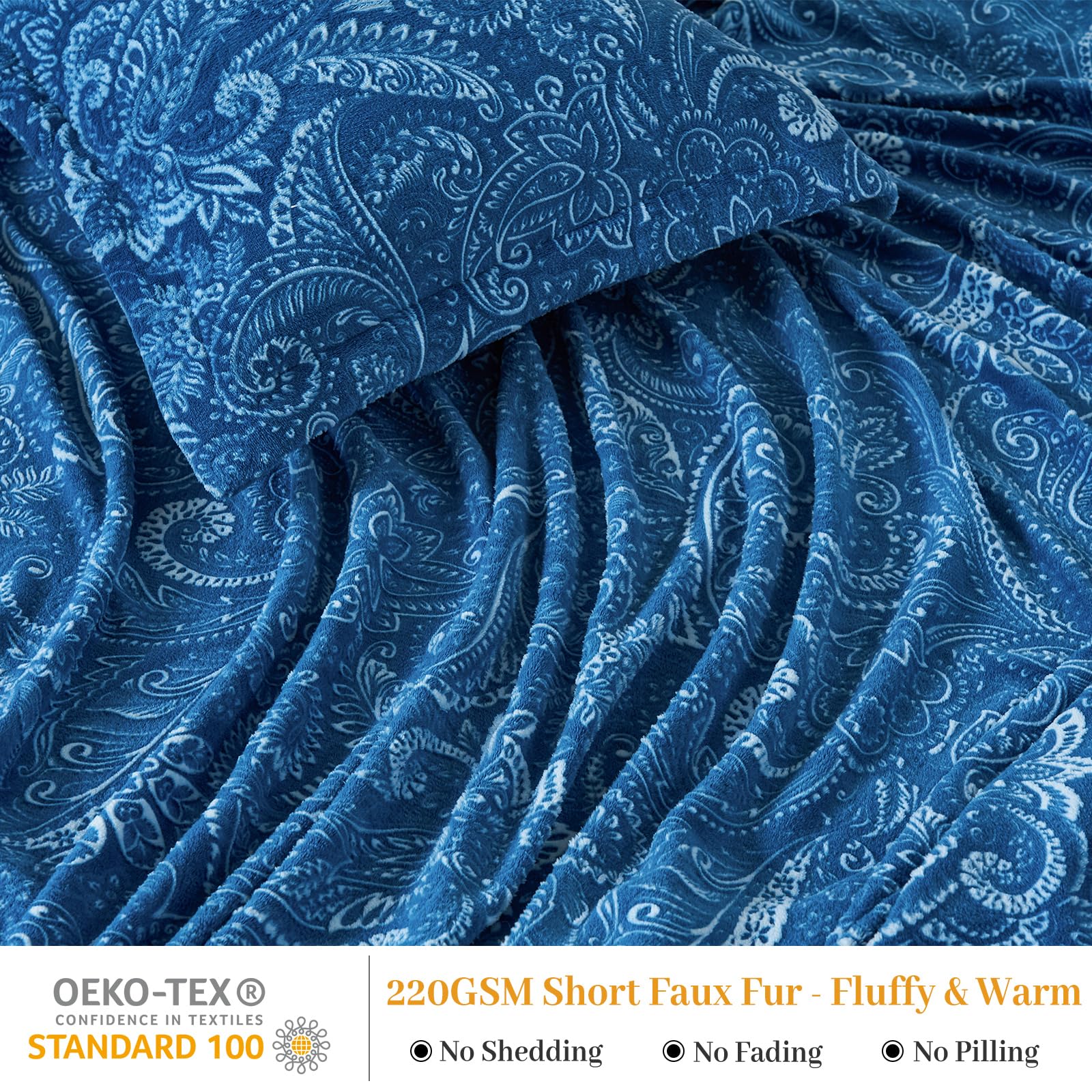 Faux Fur Pillow Cases Set of 2, Luxury Ultra Soft Fuzzy Pillowcases, Fluffy Plush Velvet Pillow Covers with Zipper, Cozy Warmth and No Shedding