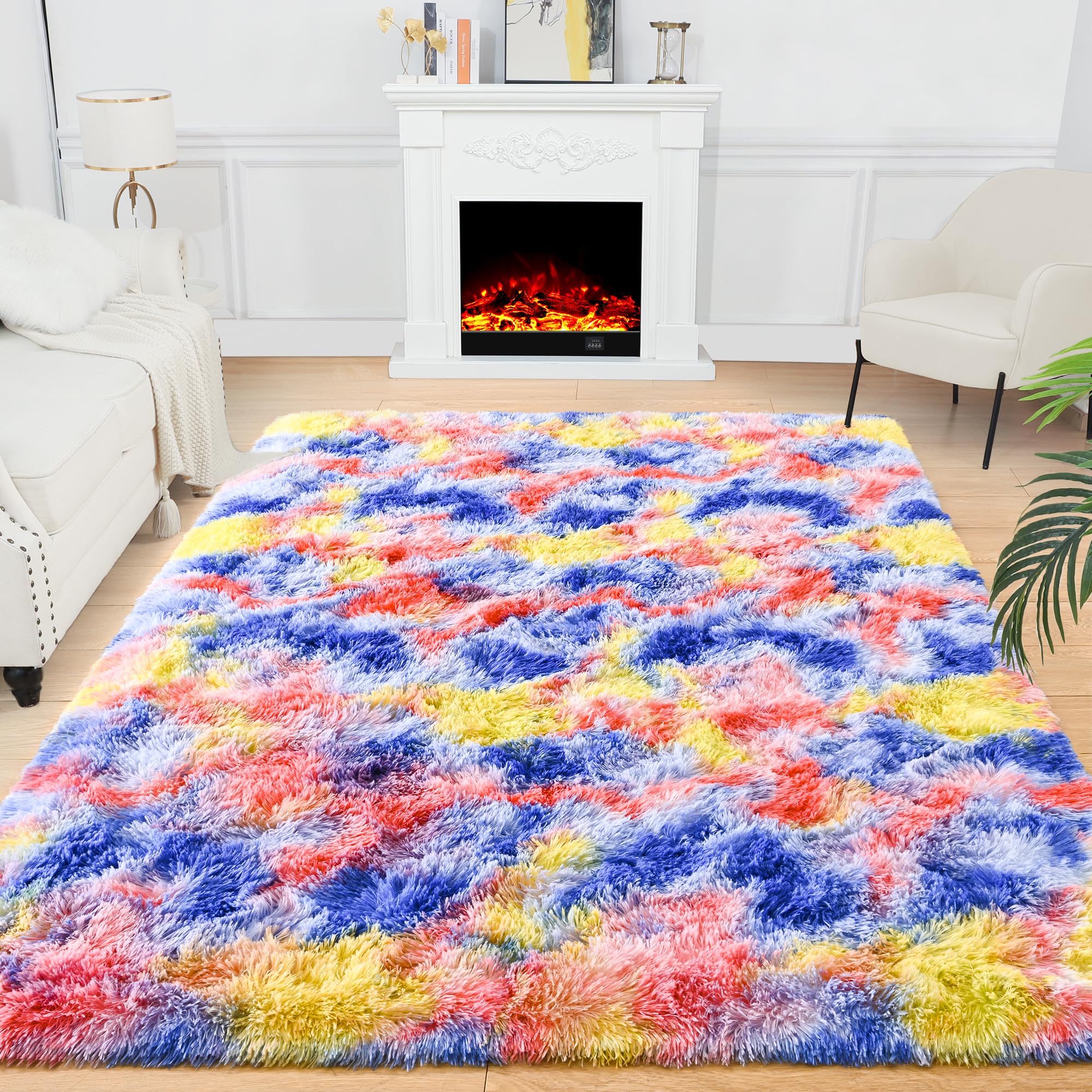 Fluffy Area Rugs Shag Throw Floor Carpet, Soft Shaggy Bedside Non-Slip Plush Rug Home Decor Aesthetic