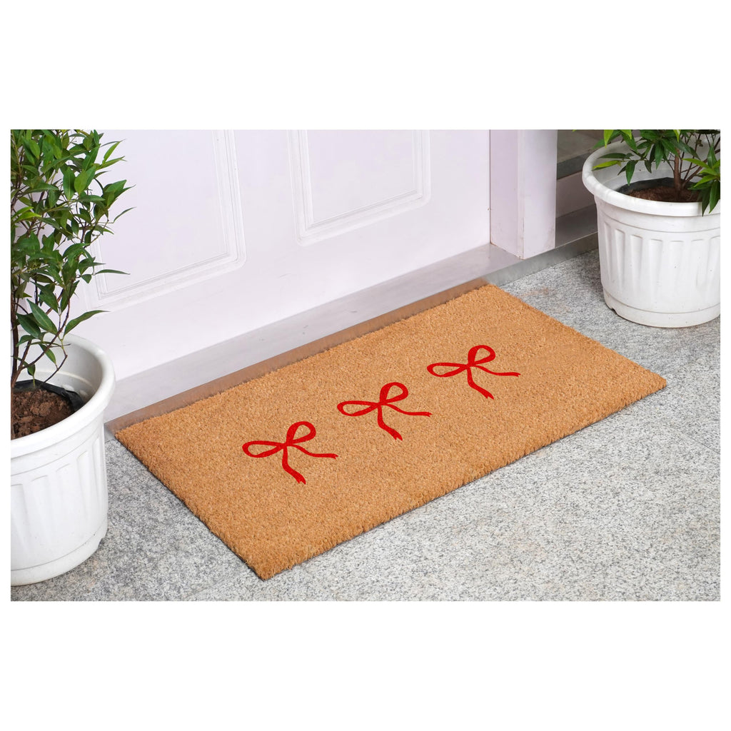 Pink Bow Trio Doormat (17" x 29")