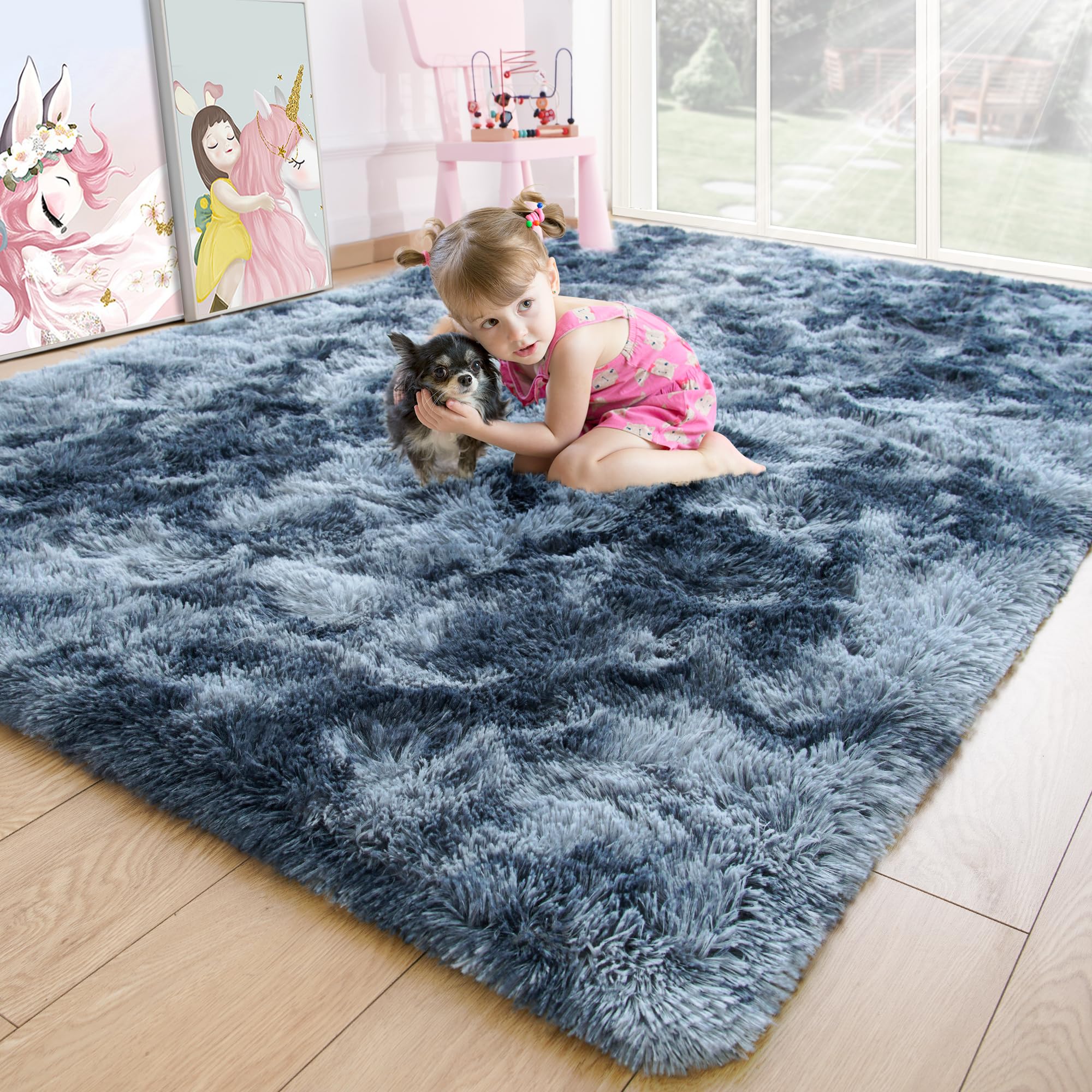 Fluffy Area Rugs Shag Throw Floor Carpet, Soft Shaggy Bedside Non-Slip Plush Rug Home Decor Aesthetic