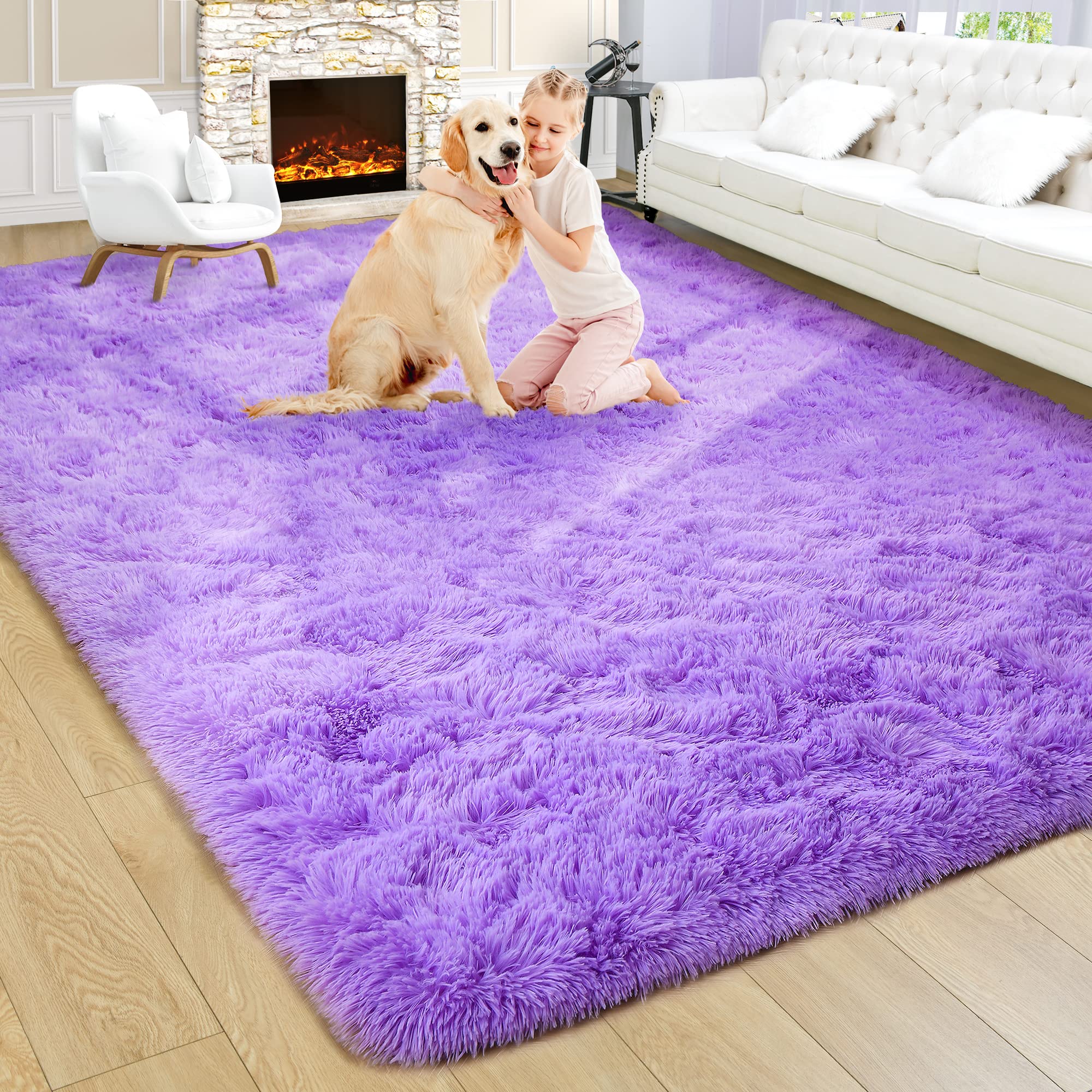 Fluffy Area Rugs Shag Throw Floor Carpet, Soft Shaggy Bedside Non-Slip Plush Rug Home Decor Aesthetic