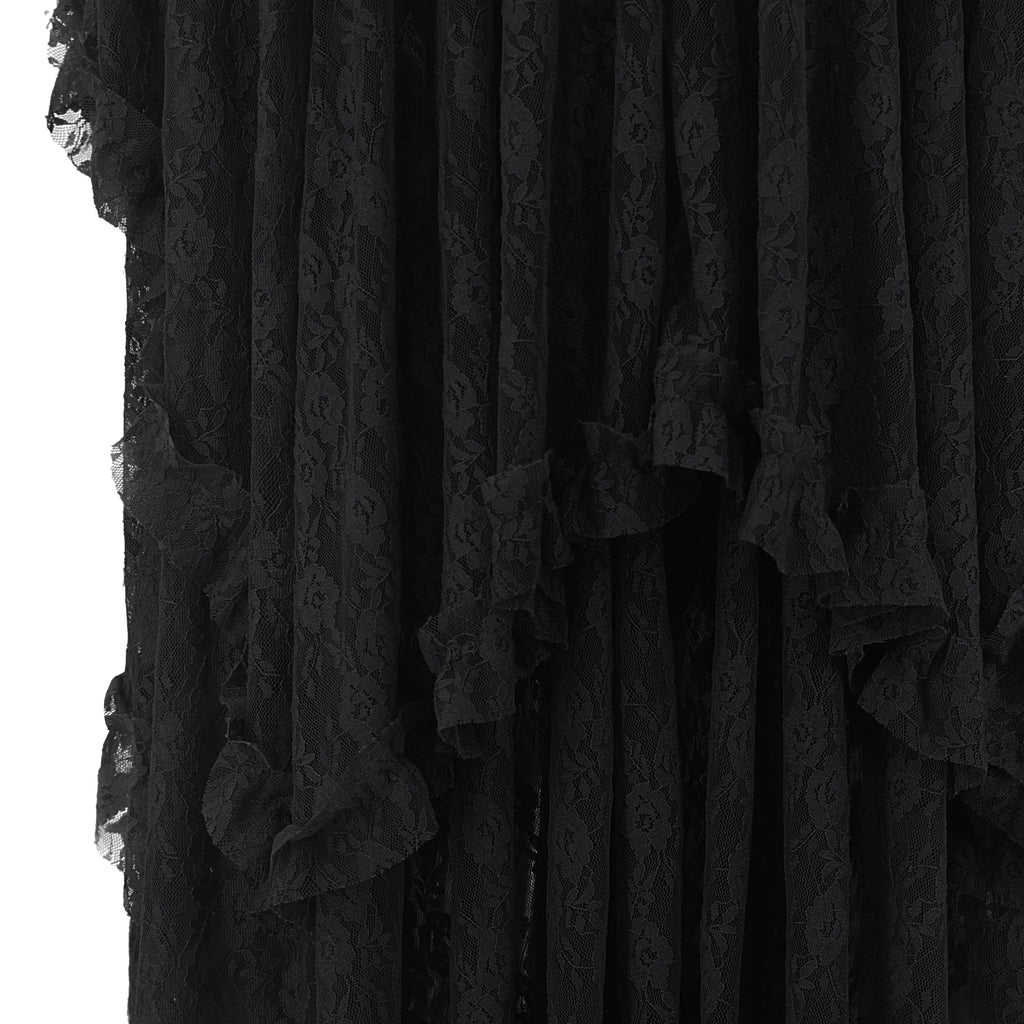 Women Lace Long Skirts Summer Elastic Asymmetrical Layered Hem Sexy See-Through Beach Floral Maxi Skirts