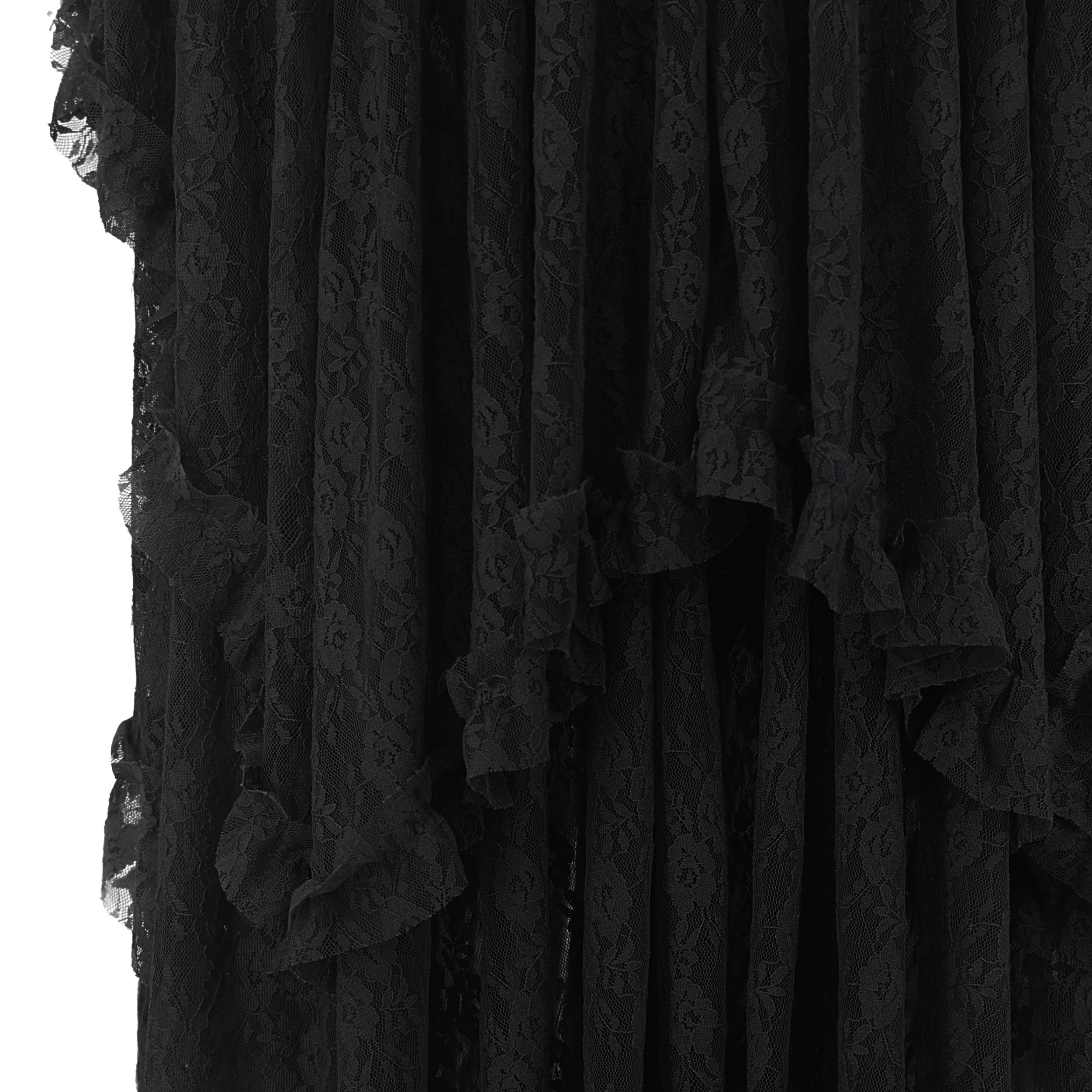 Women Lace Long Skirts Summer Elastic Asymmetrical Layered Hem Sexy See-Through Beach Floral Maxi Skirts