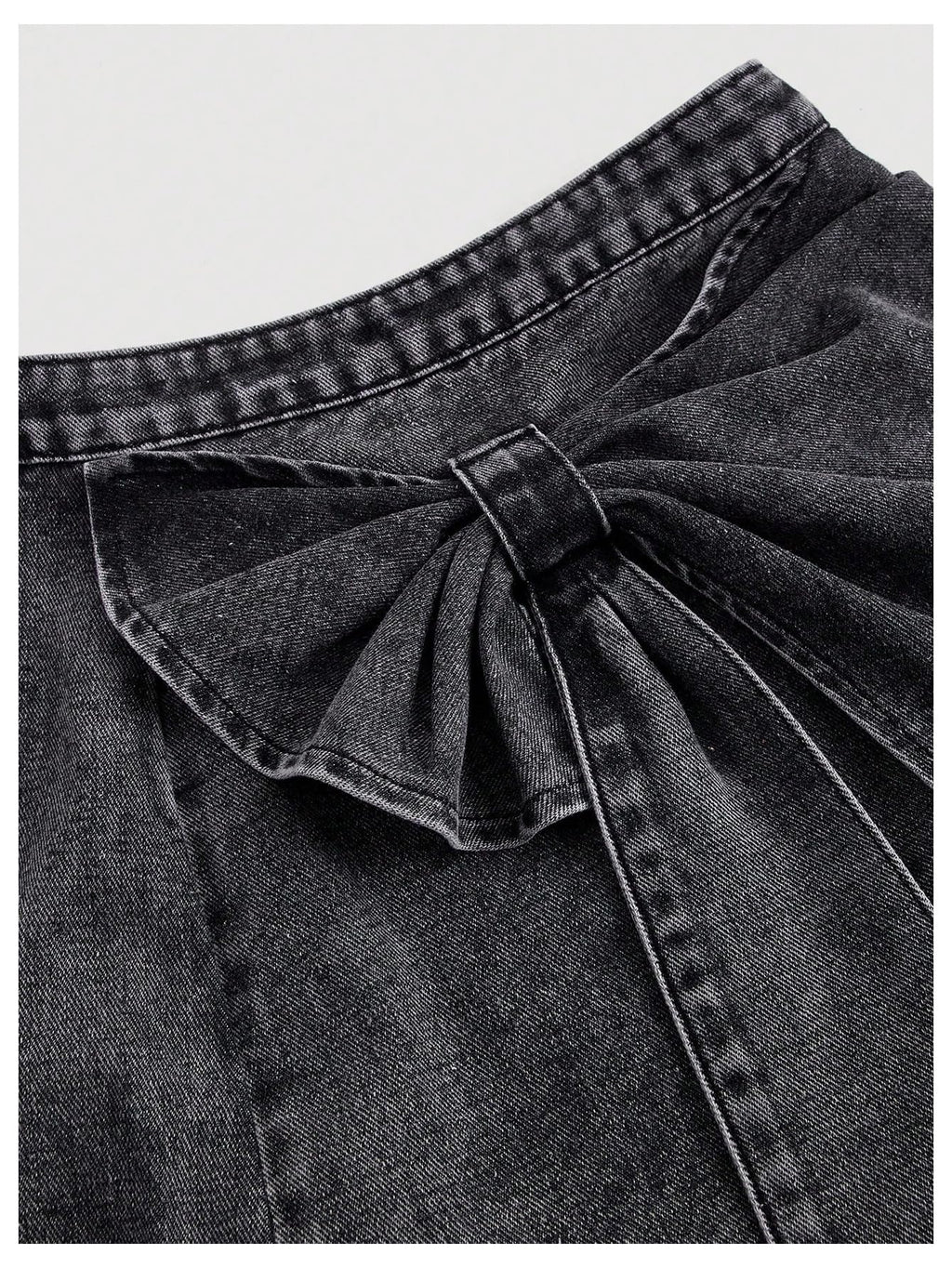 Women's High Waisted Big Bow Wrap Front Mini Bodycon Denim Skirts