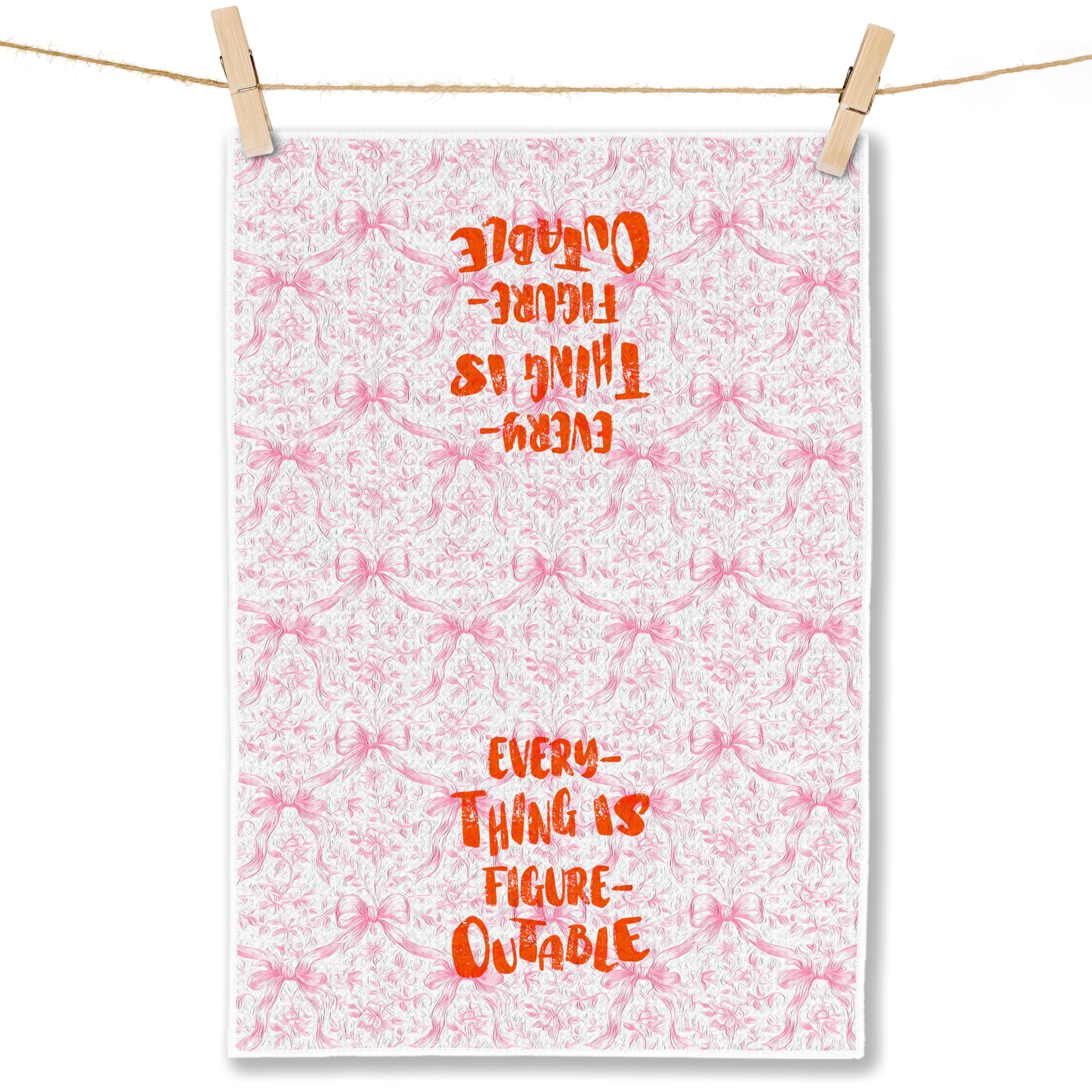 Coquette Bow Floral Kitchen Towels, Preppy Bow Dish Tea Towels for Kitchen Decor, Rustic Cottagecore Botanical Hand Towels for Bathroom Decor, 16x24 Inch