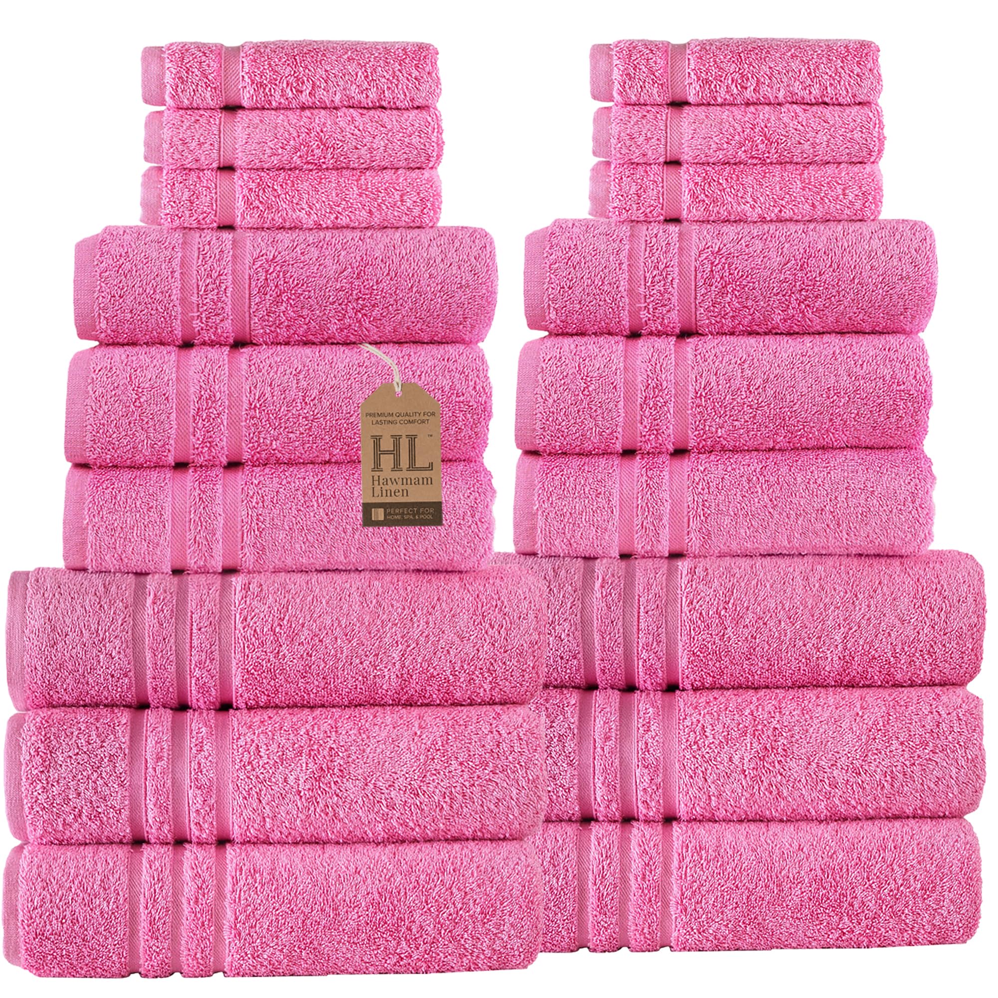 Linen Bath Towels Set for Bathroom Original Turkish Cotton Soft, Absorbent and Premium 2 Bath Towels, 2 Hand Towels, 2 Washcloths