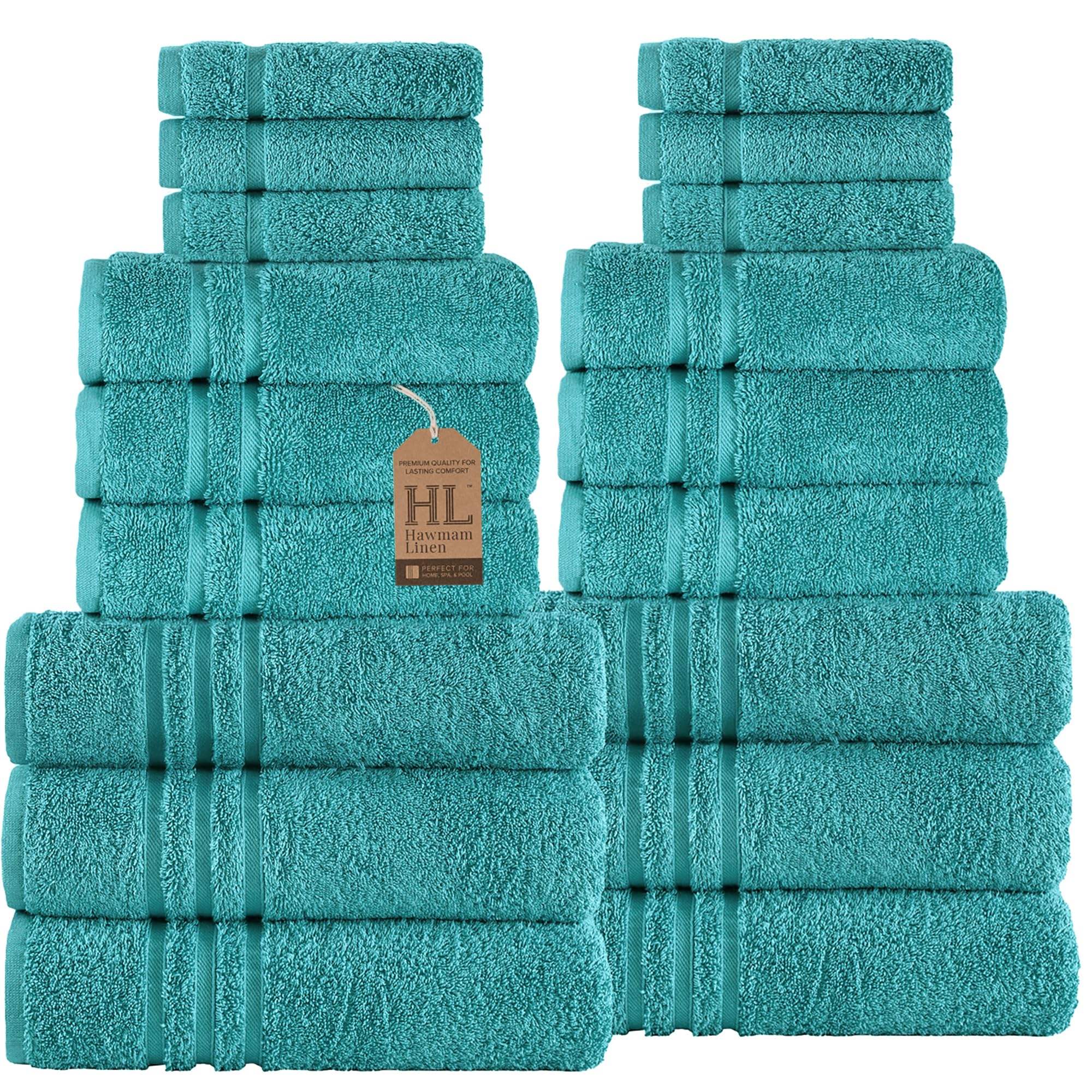 Linen Bath Towels Set for Bathroom Original Turkish Cotton Soft, Absorbent and Premium 2 Bath Towels, 2 Hand Towels, 2 Washcloths