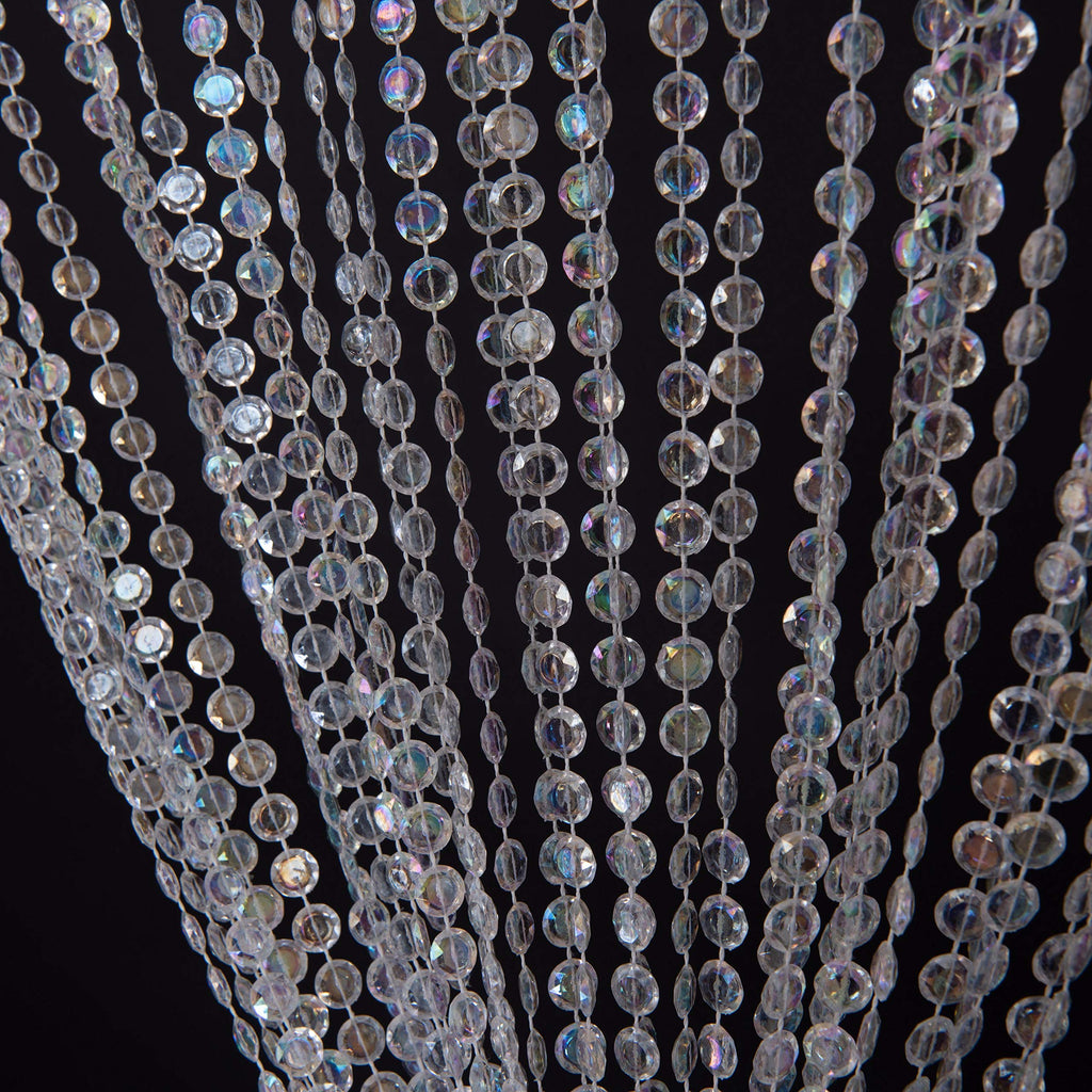 Strands Iridescent Crystal Beaded Curtain for Doorway Room Divider Party Bedroom Decorations, Diamond Cut Bead Curtain, 34 PCS 3FT X 9FT