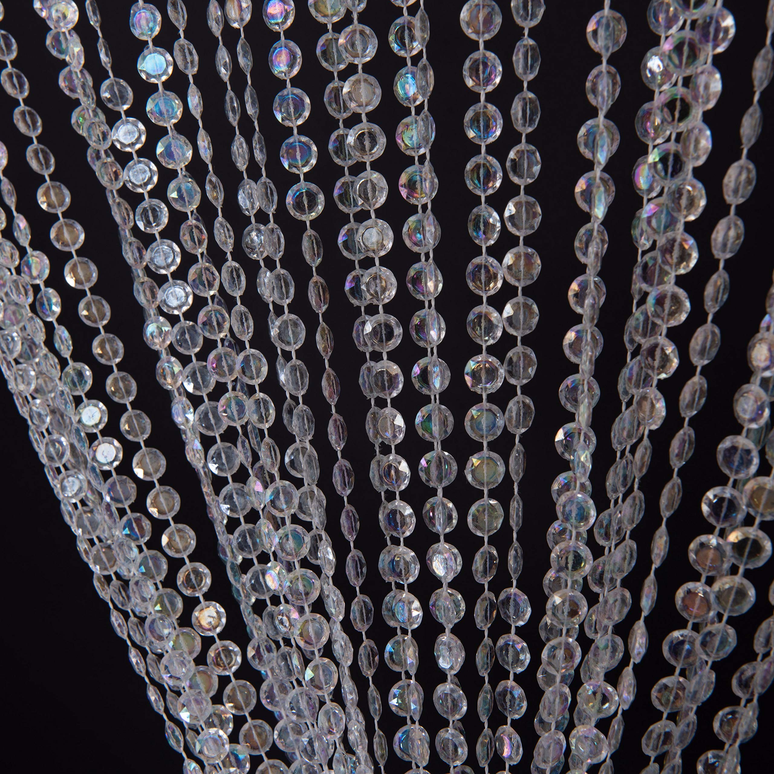 Strands Iridescent Crystal Beaded Curtain for Doorway Room Divider Party Bedroom Decorations, Diamond Cut Bead Curtain, 34 PCS 3FT X 9FT