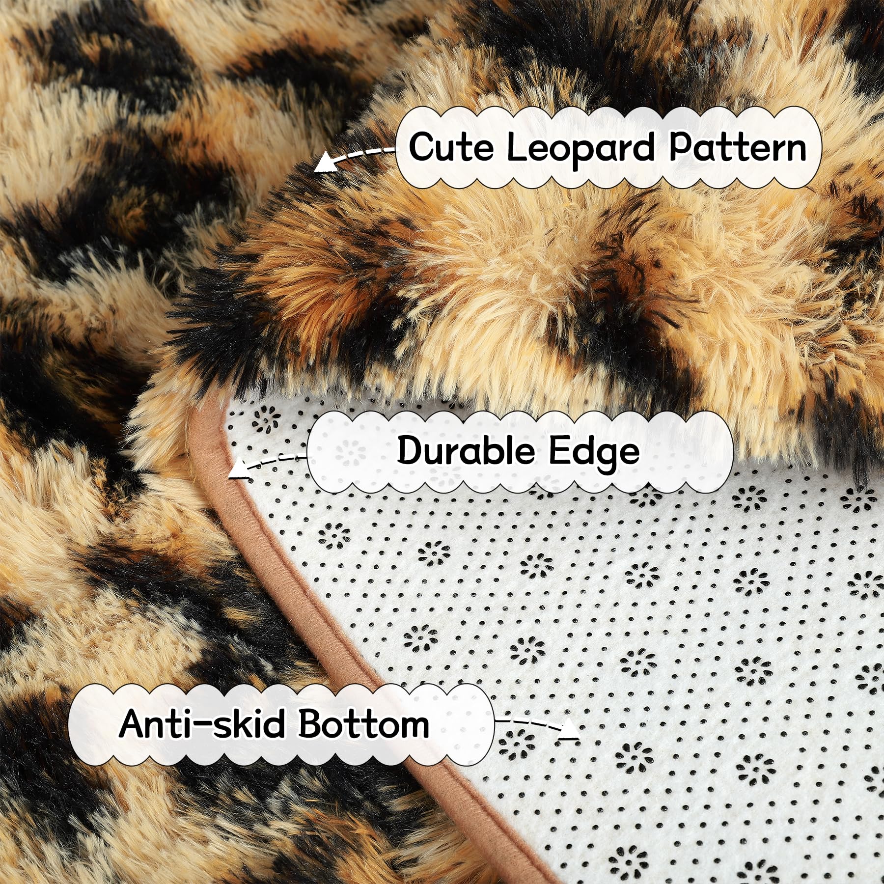 Leopard Rugs, Soft Bedroom Rugs - Fluffy Living Room Rugs, Girls Room Decor