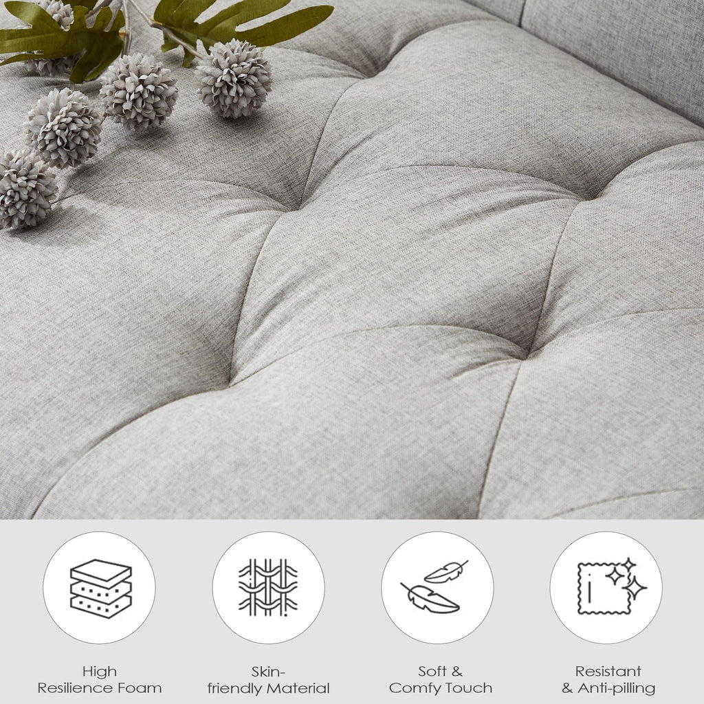 Velvet Loveseat Sofa w/ 2 USB Charger Ports and 2 Cupholders, Mid-Century Modern Tufted