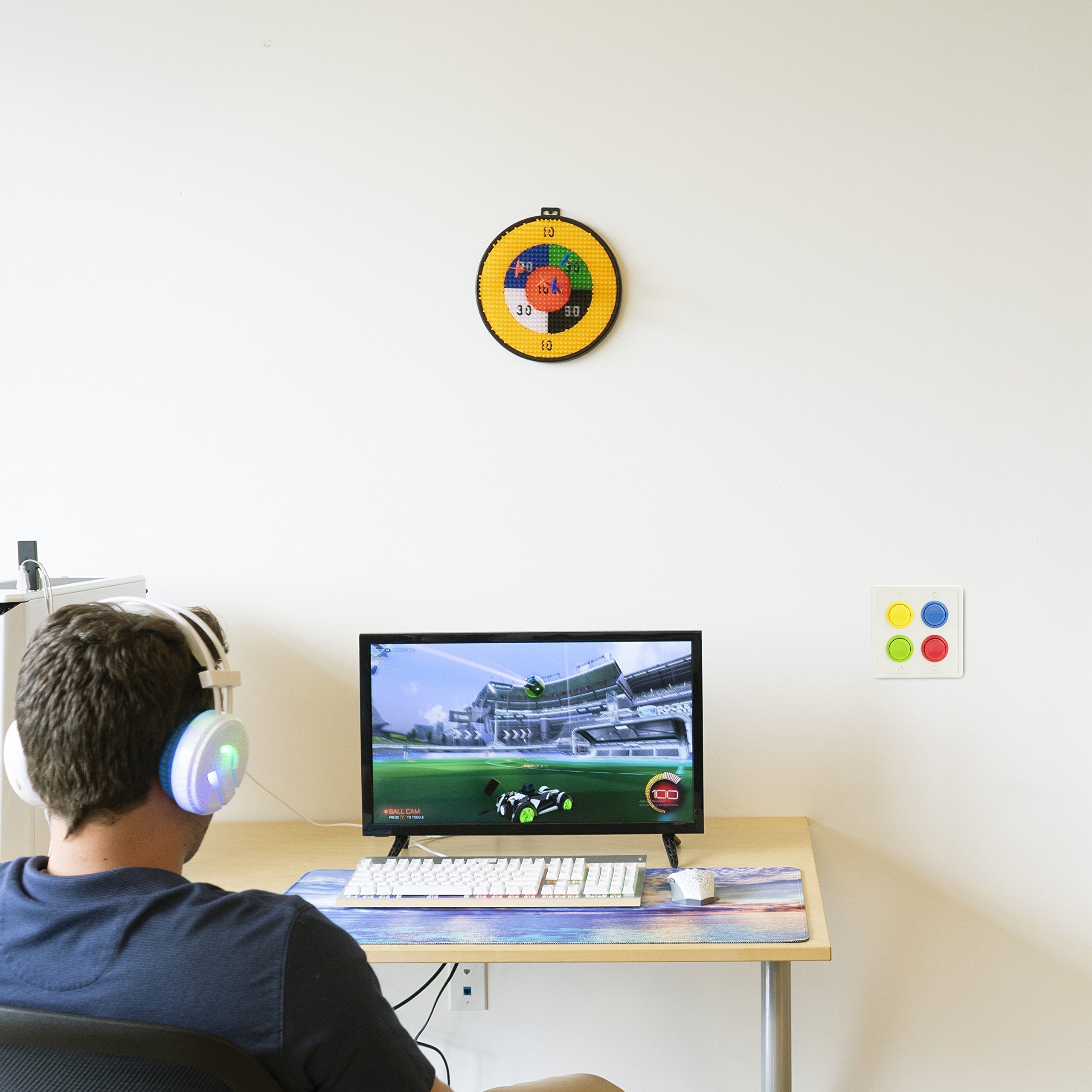 Faceplate Replacement Arcade Light Switch Plate Cover, Single Switch, 1-Gang Standard Size Rocker Wall Plate, Game Room Decorator, Kid Bedroom Wallplate