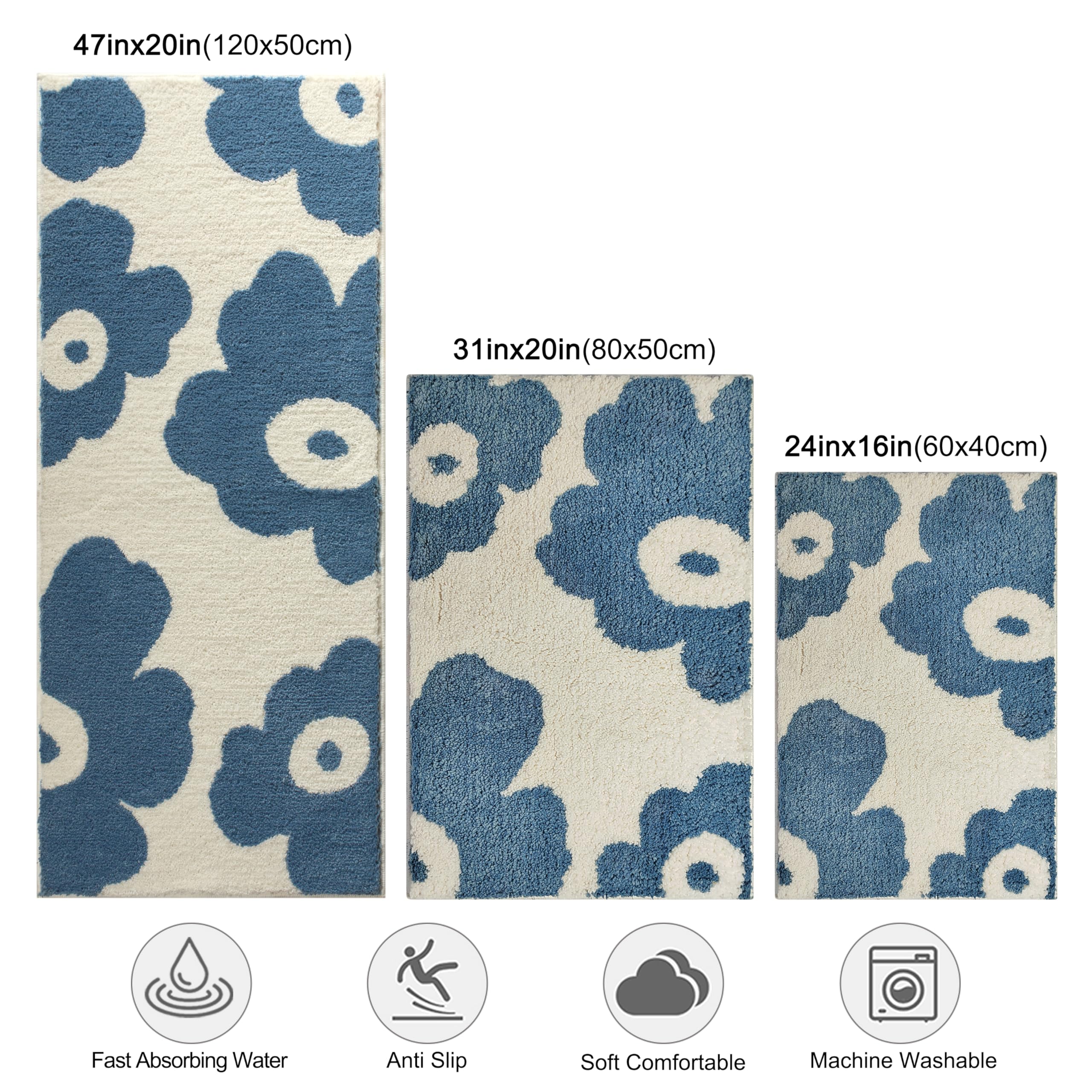 Cute Bath Mat for Bathroom Soft Super Absorbent Non Slip TPR Backing, Quick Drying, Machine Washable Bath