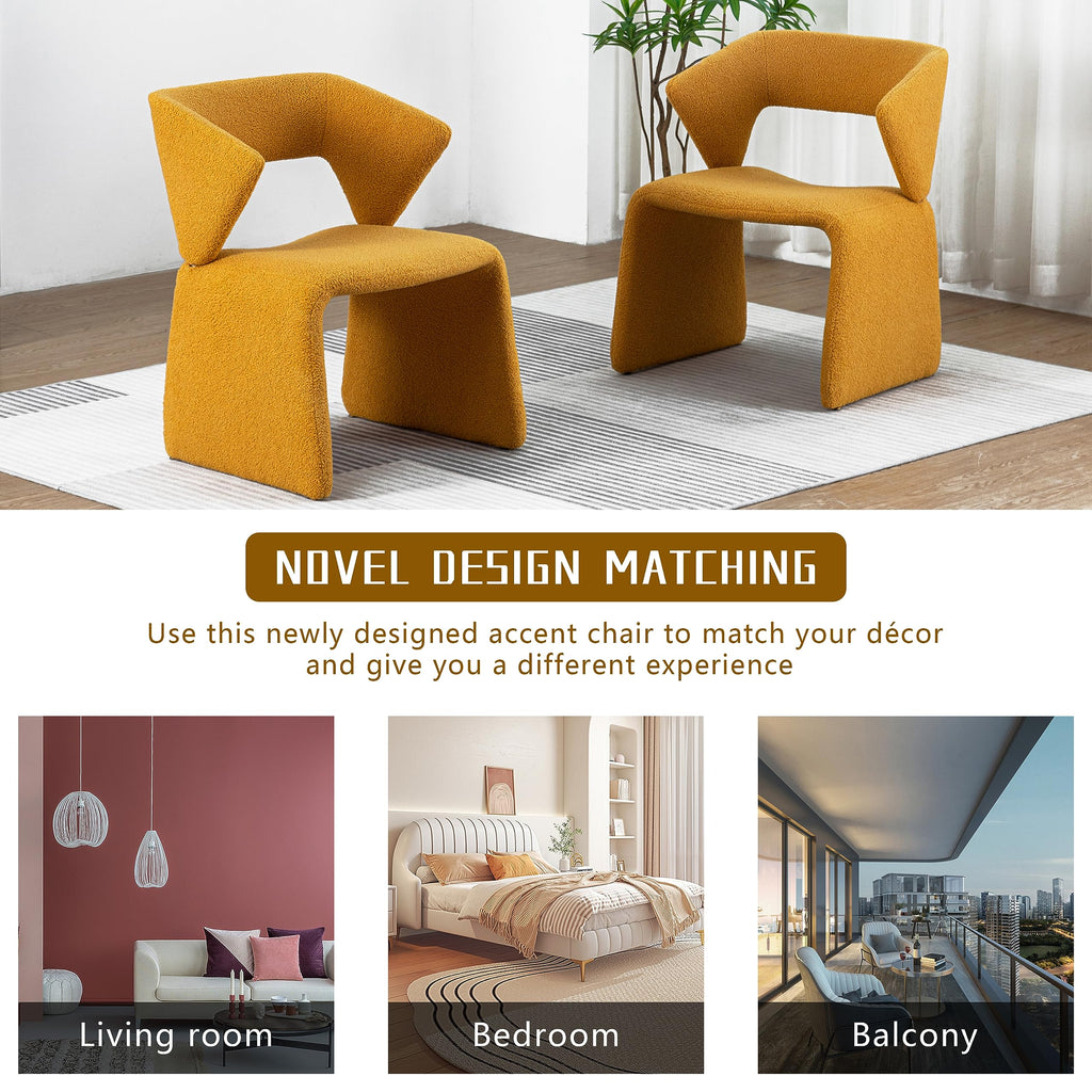 Modern Bouclé Sherpa Accent Chair â€?Comfy Tufted Lamb Fabric Armed Leisure Chair for Reading, Bedroom, Office, and Living Room