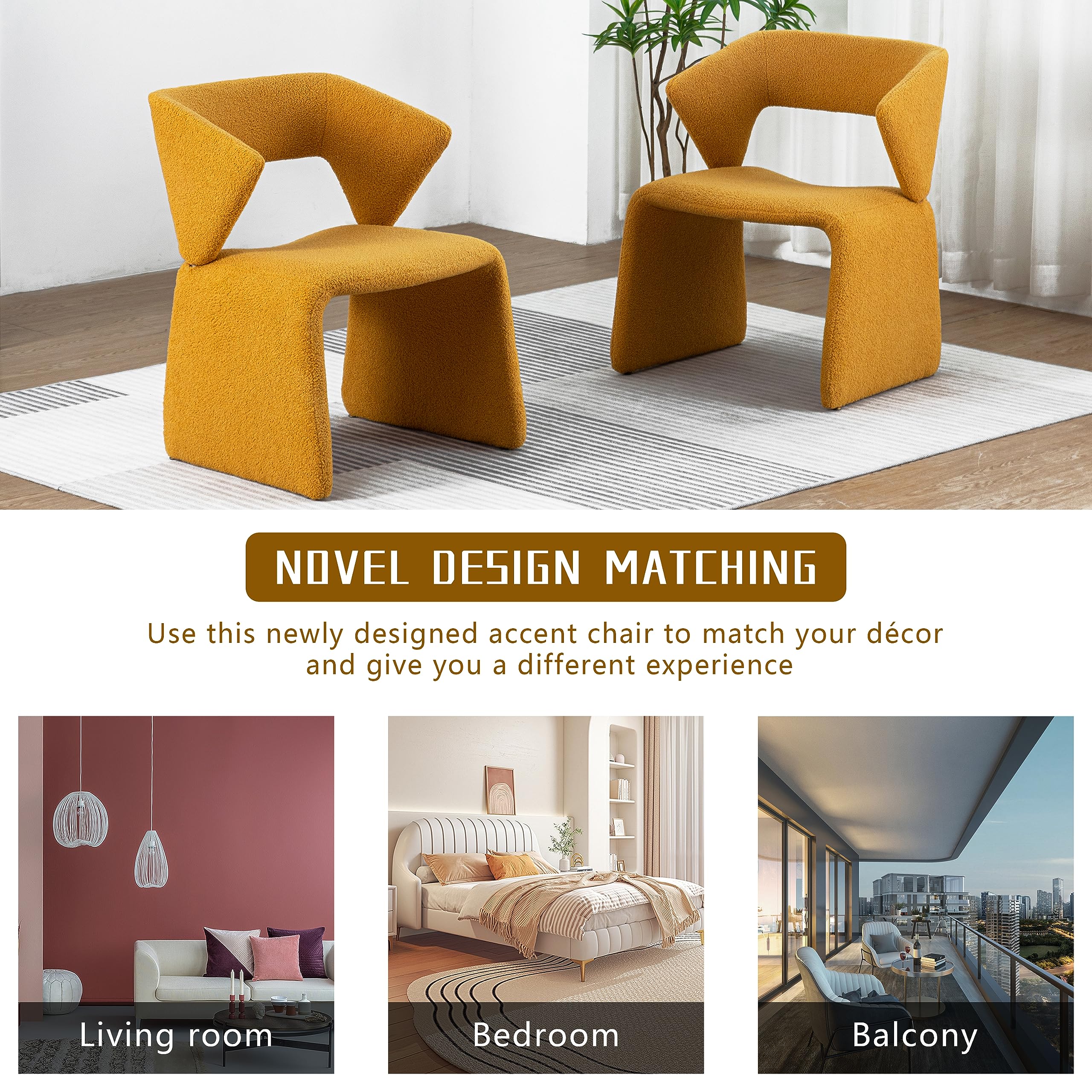 Modern Bouclé Sherpa Accent Chair â€?Comfy Tufted Lamb Fabric Armed Leisure Chair for Reading, Bedroom, Office, and Living Room