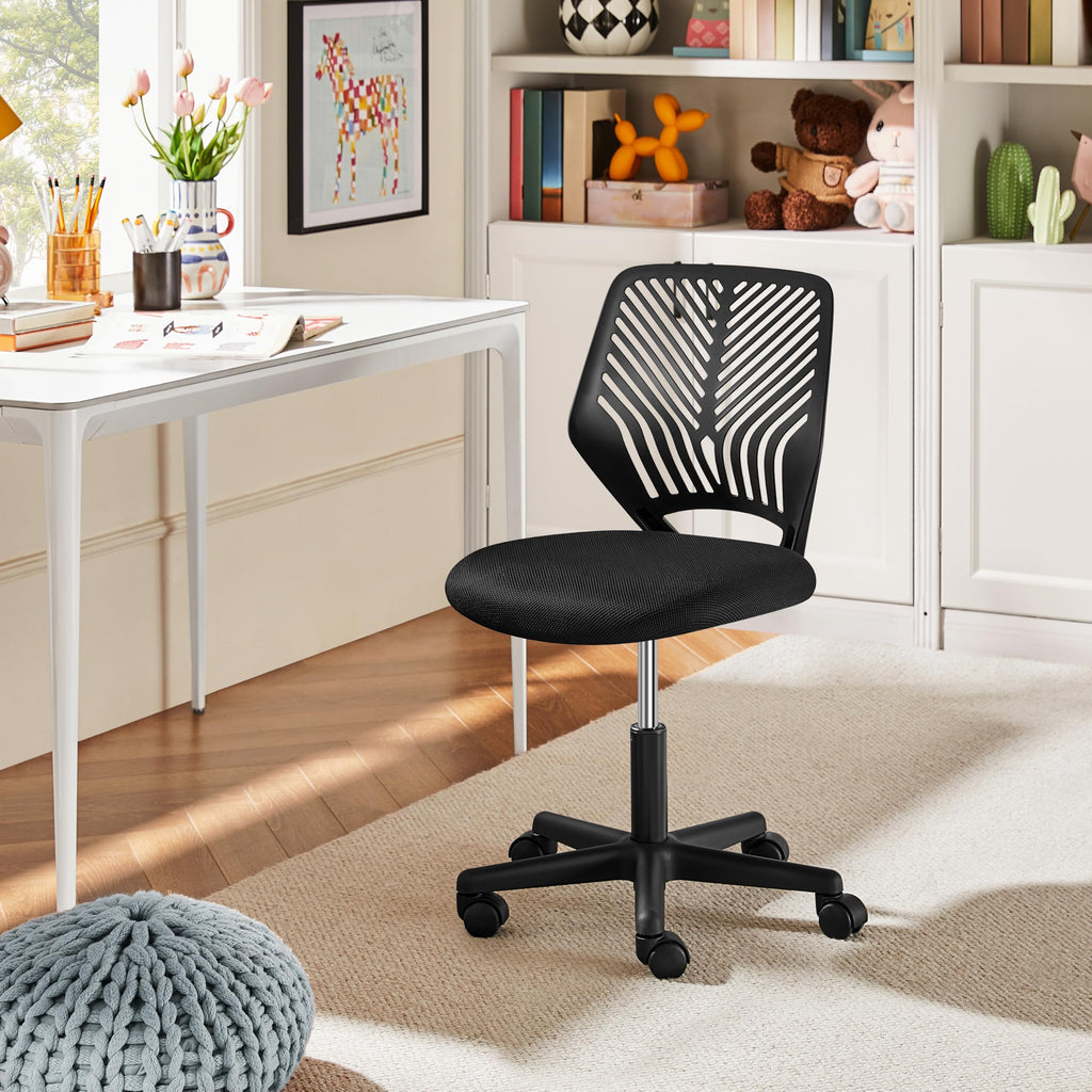 Cute Low-Back Armless Study w/Lumbar Support Adjustable Swivel Chair