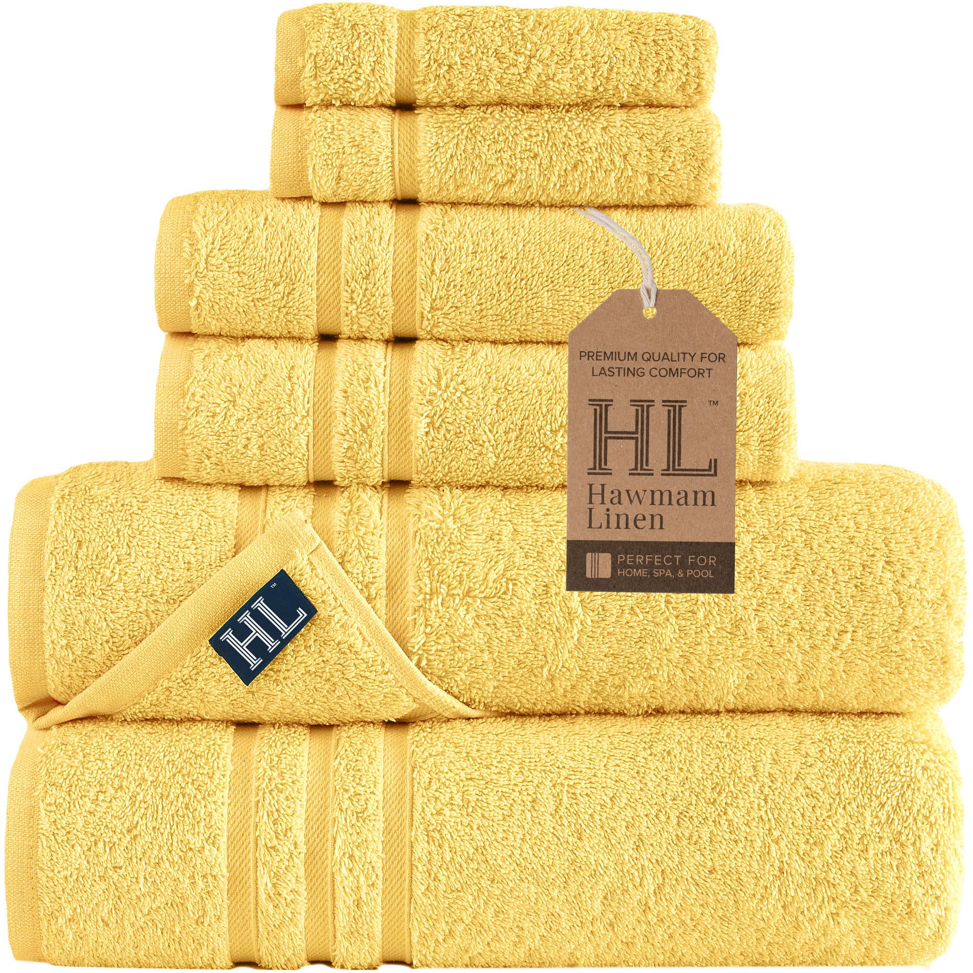 Linen Bath Towels Set for Bathroom Original Turkish Cotton Soft, Absorbent and Premium 2 Bath Towels, 2 Hand Towels, 2 Washcloths